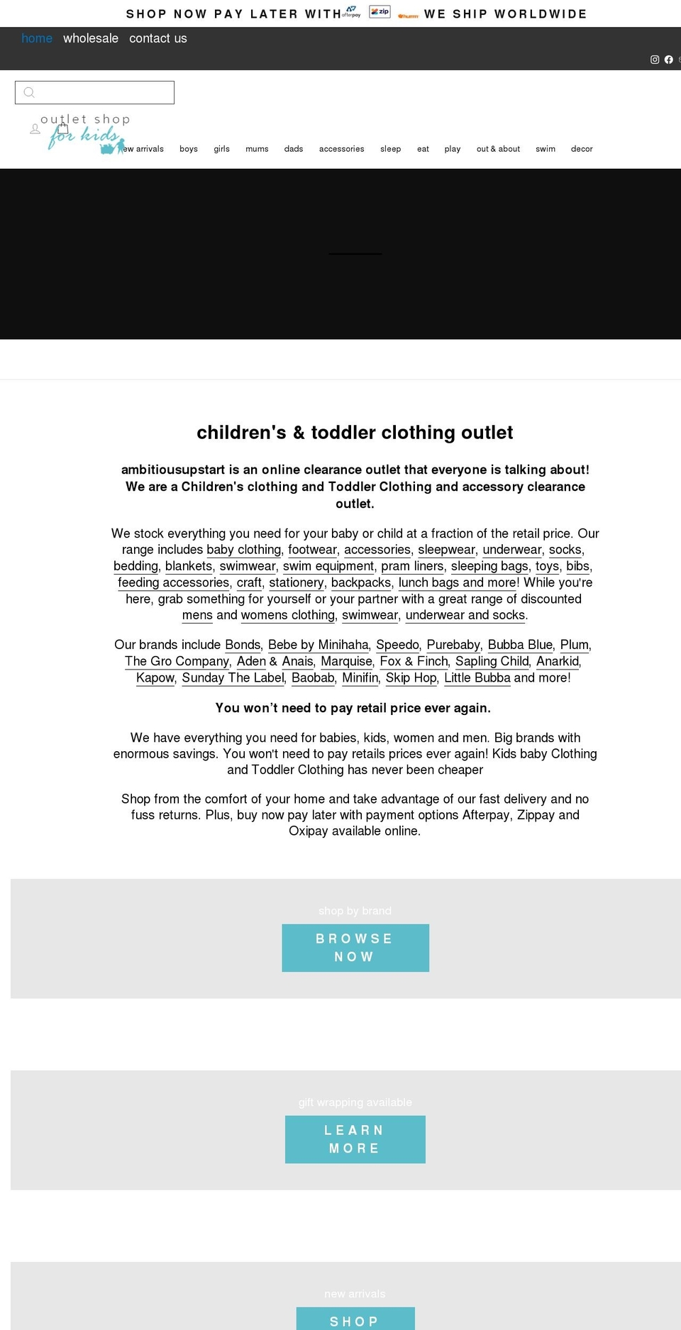 ambitiousupstart.com shopify website screenshot