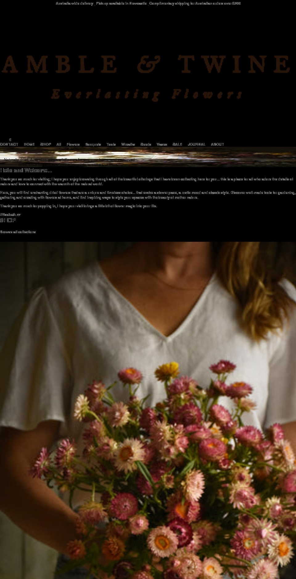 ambleandtwine.com shopify website screenshot