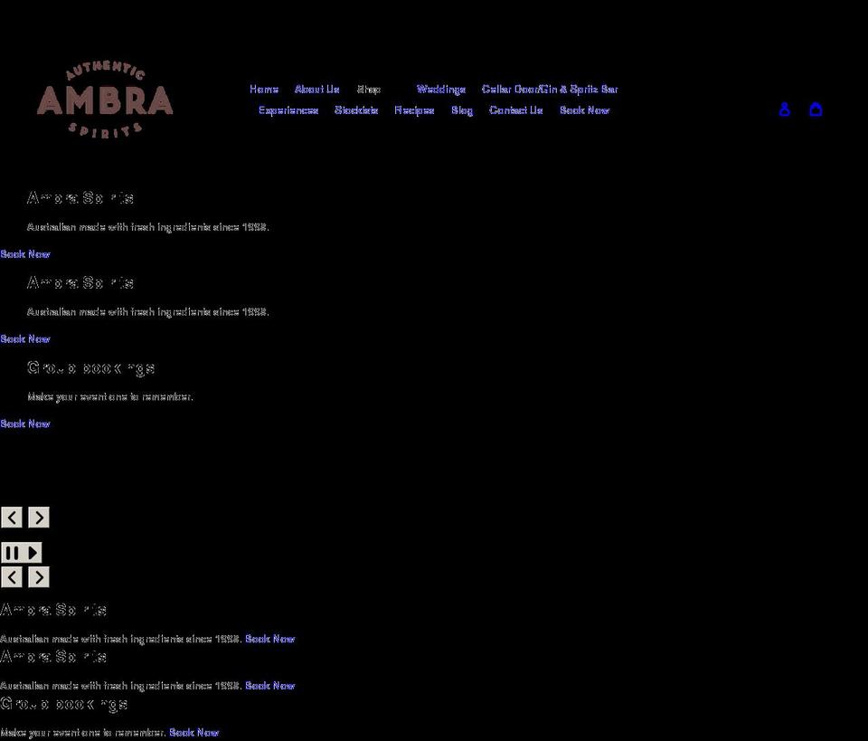 ambraspirits.com.au shopify website screenshot