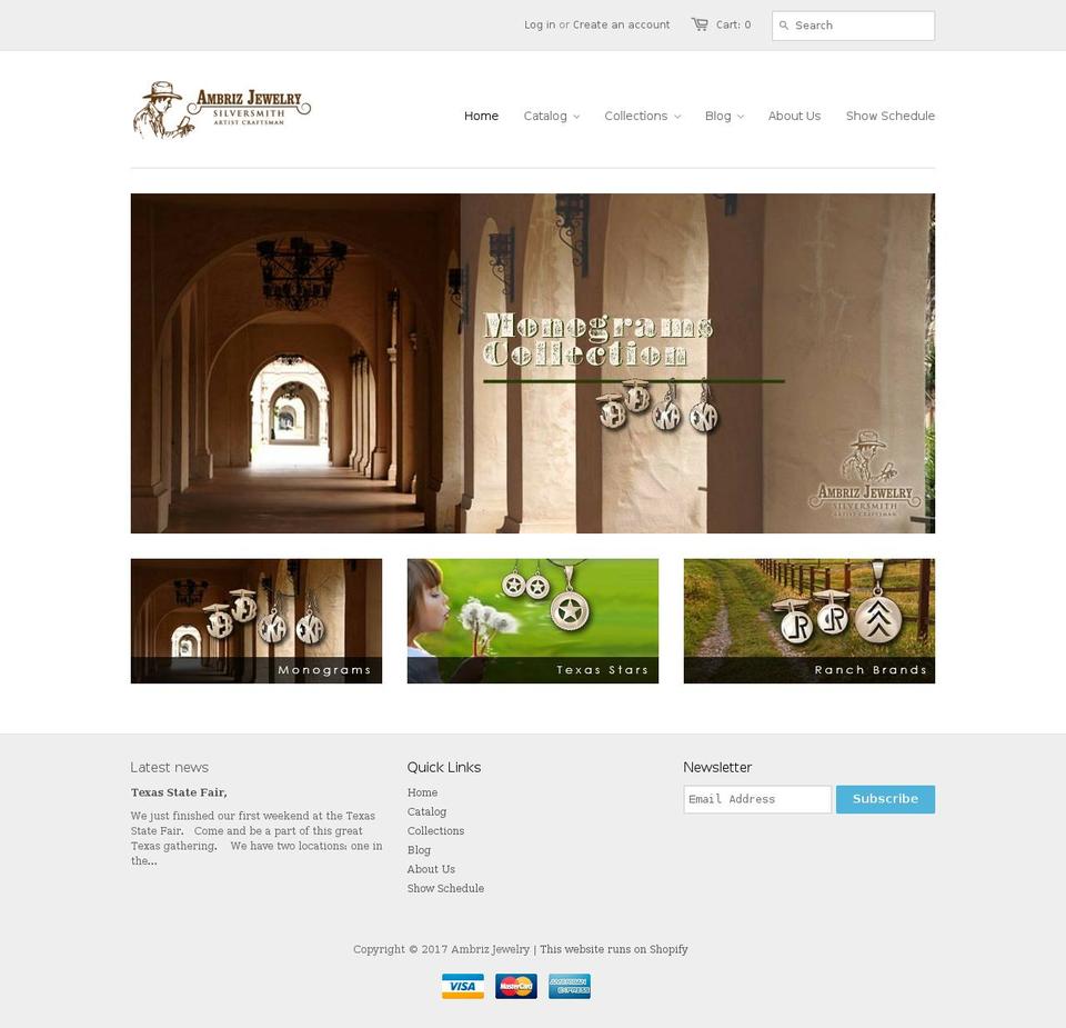 ambrizjewelry.com shopify website screenshot