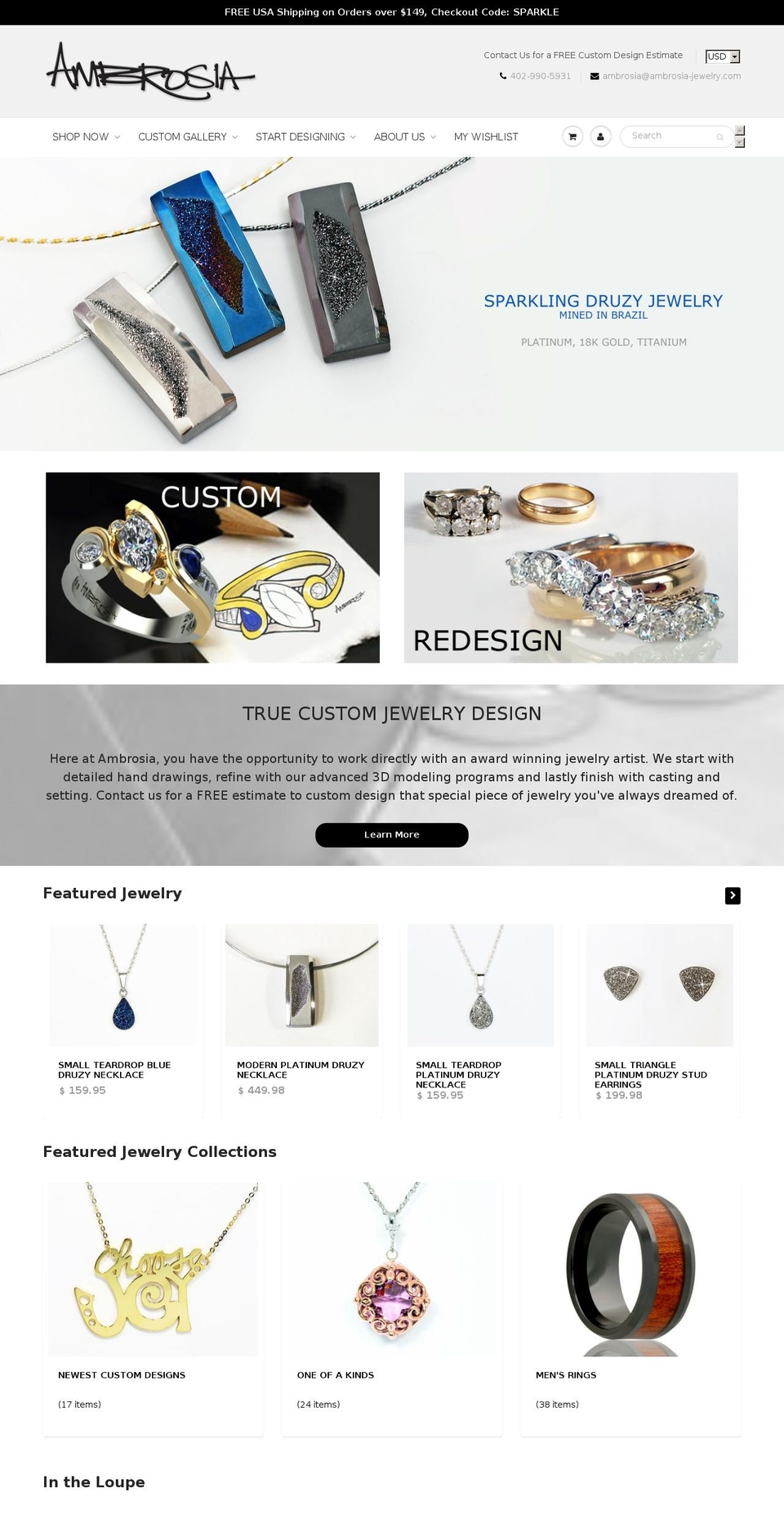 ambrosia-jewelry.com shopify website screenshot