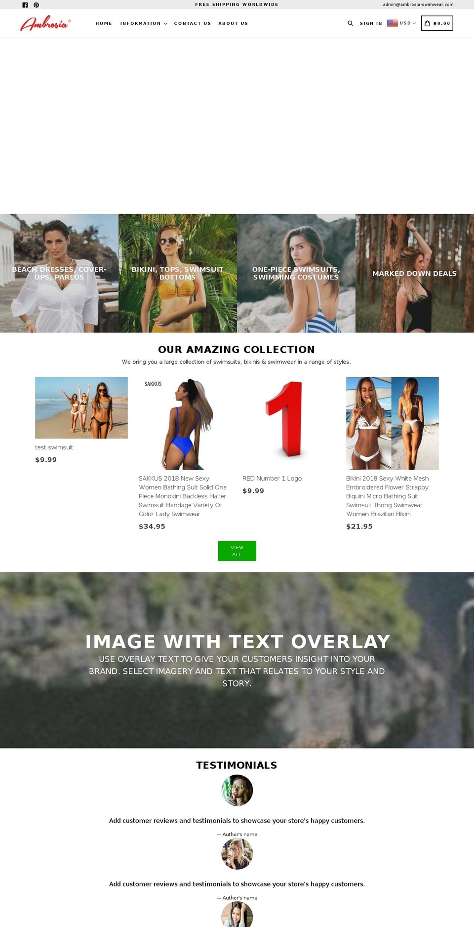 ambrosia-swimwear.com — Shopify storefront screenshot