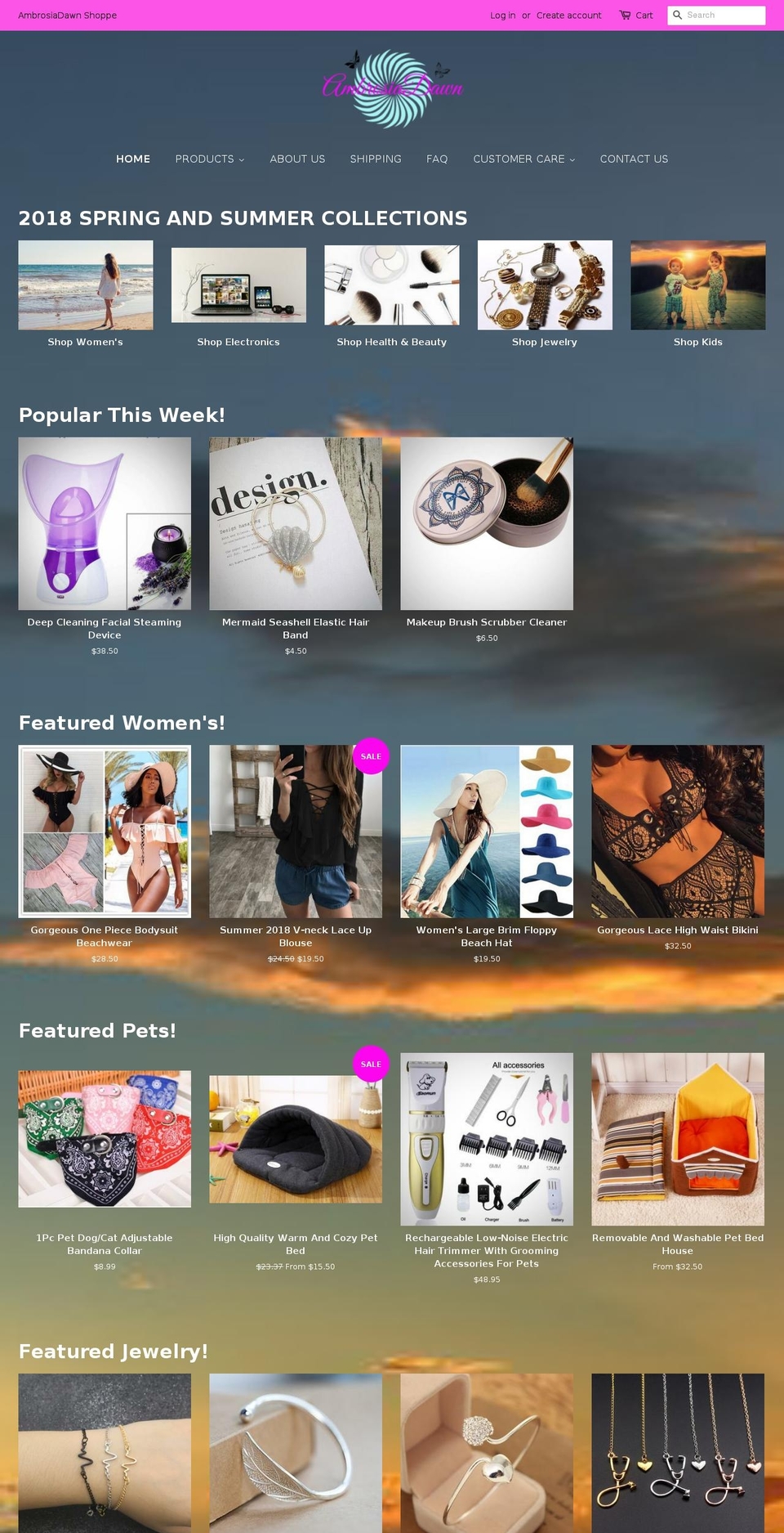 ambrosiadawn.com — Shopify storefront screenshot