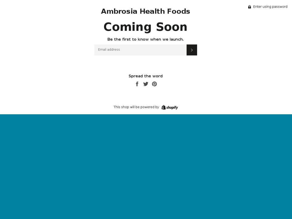 ambrosiahealthfoods.com — Shopify storefront screenshot