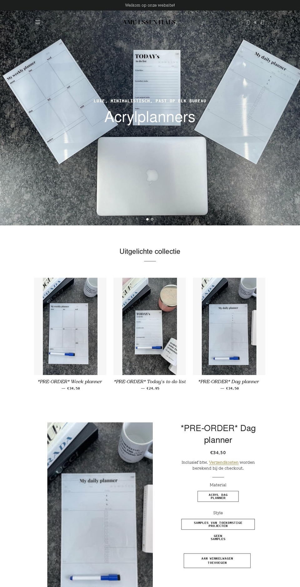 amcessentials.com shopify website screenshot