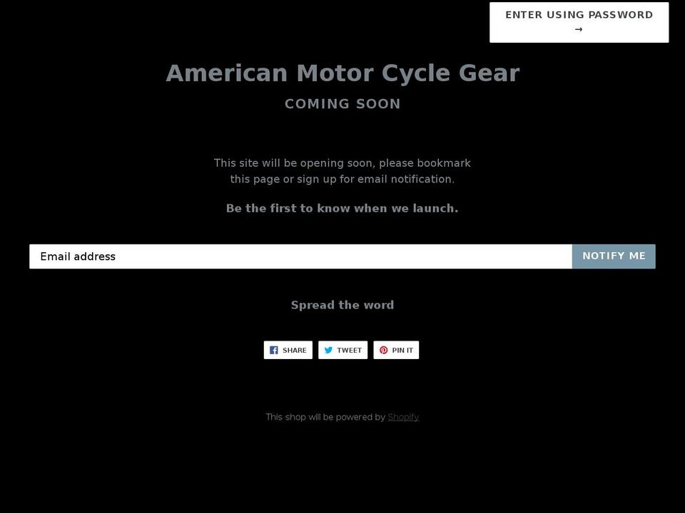 amcgear.com shopify website screenshot