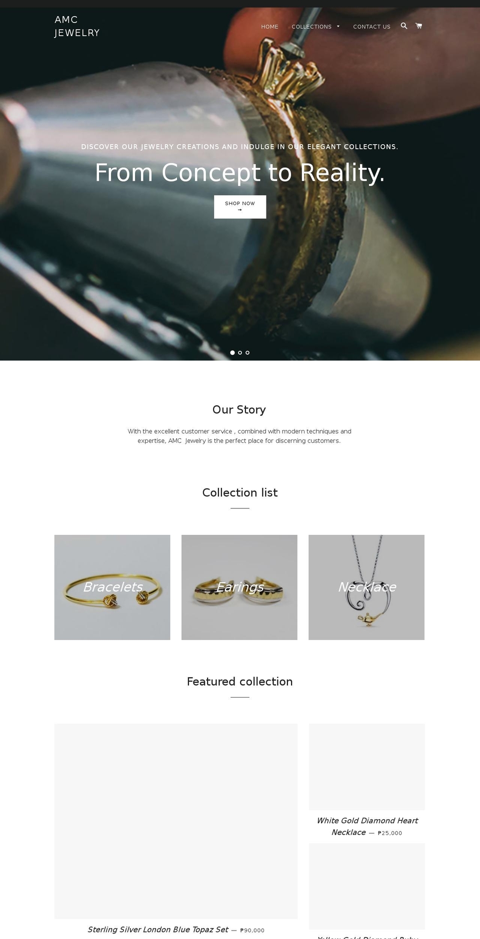 amcjewelries.com — Shopify storefront screenshot