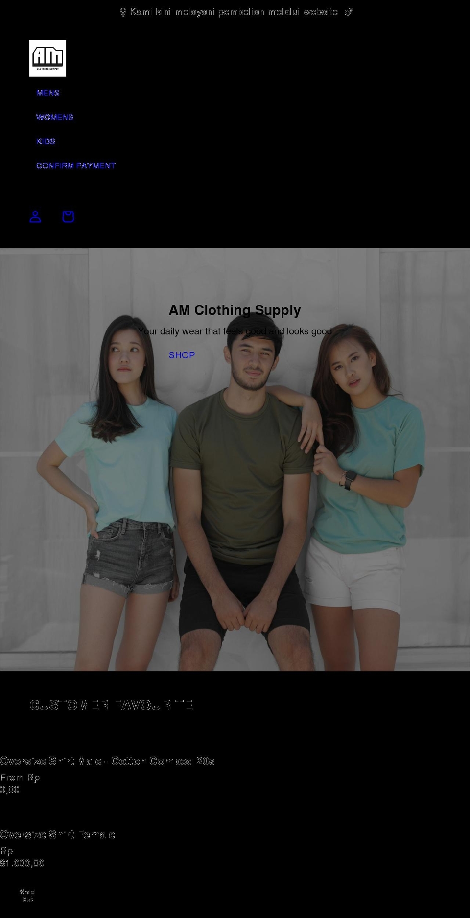 amclothingsupply.com shopify website screenshot