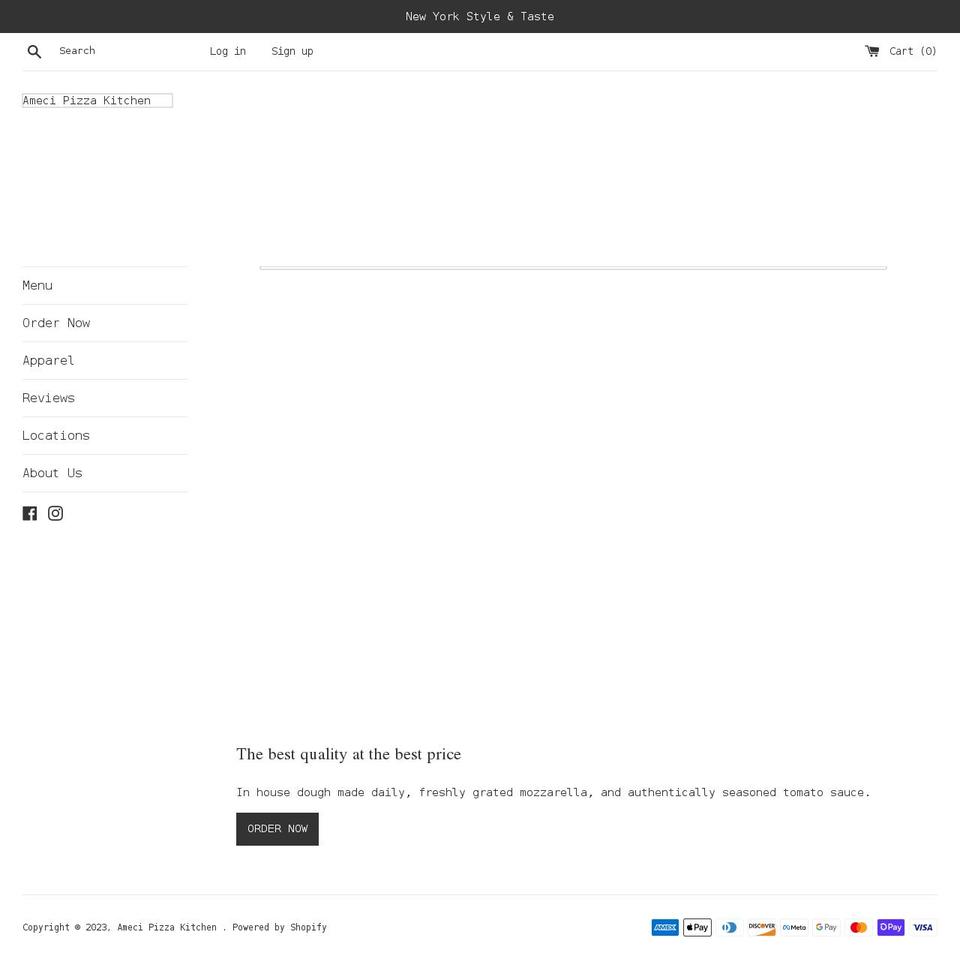 amecispizza.com shopify website screenshot