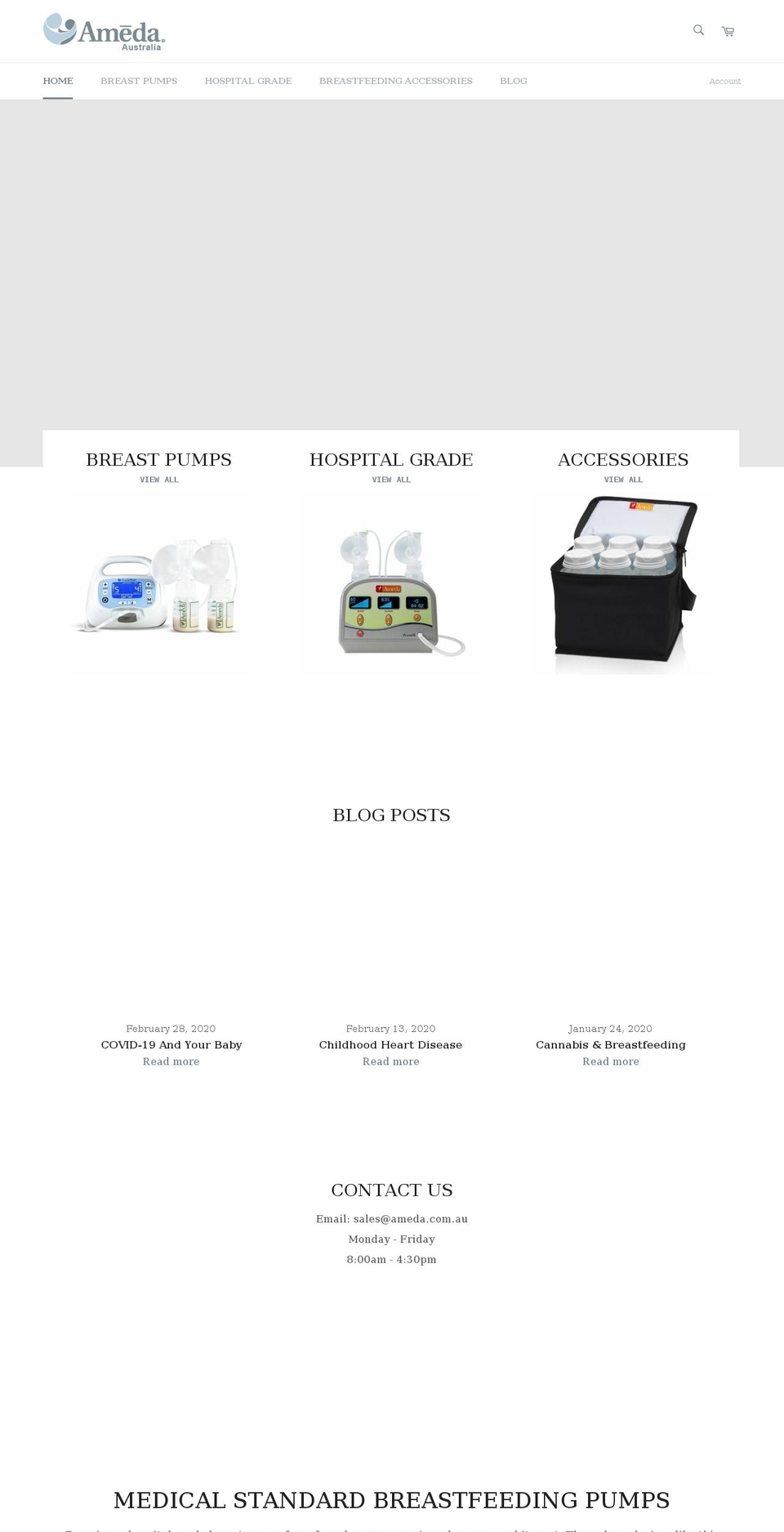 ameda.com.au shopify website screenshot
