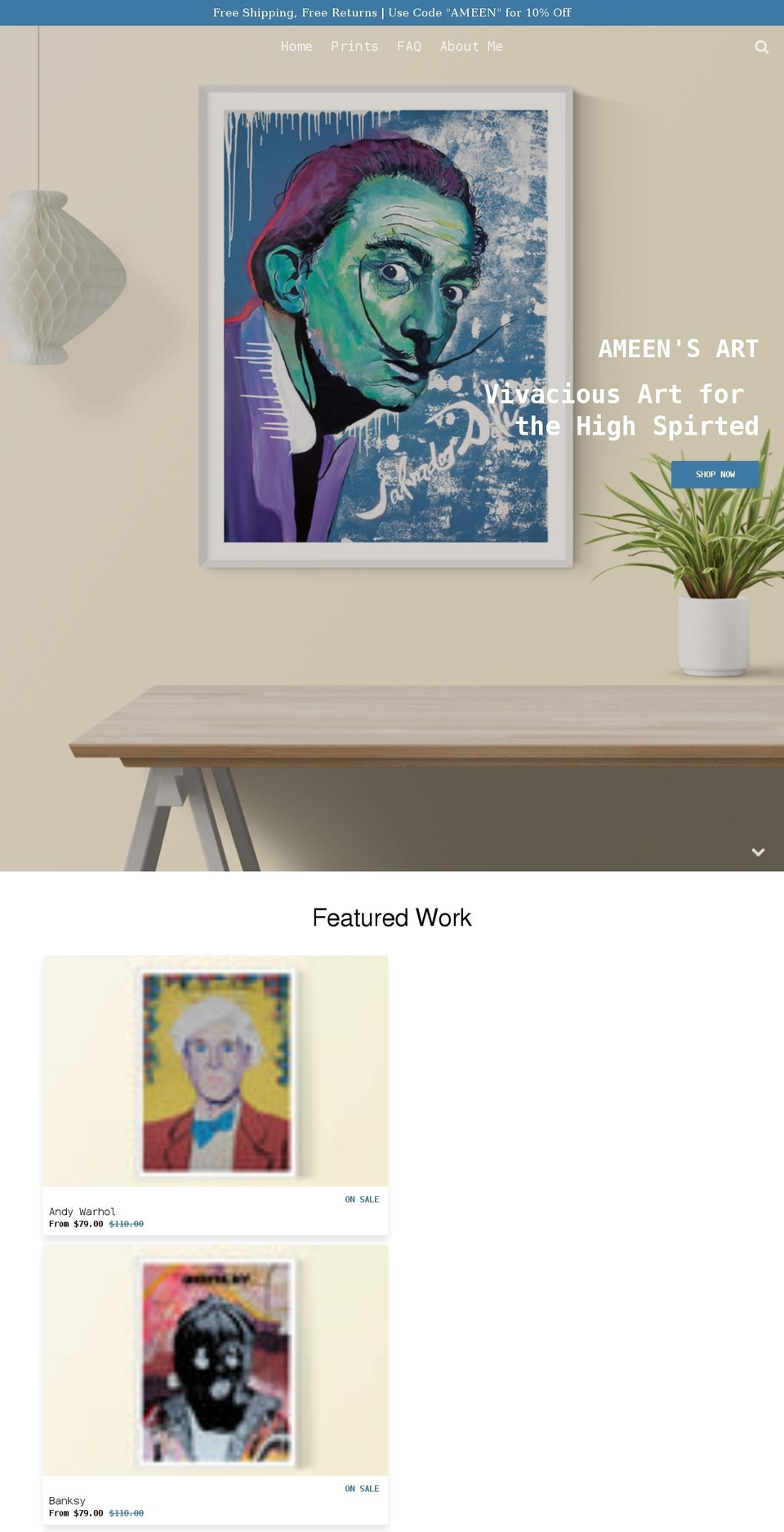 ameensart.com shopify website screenshot