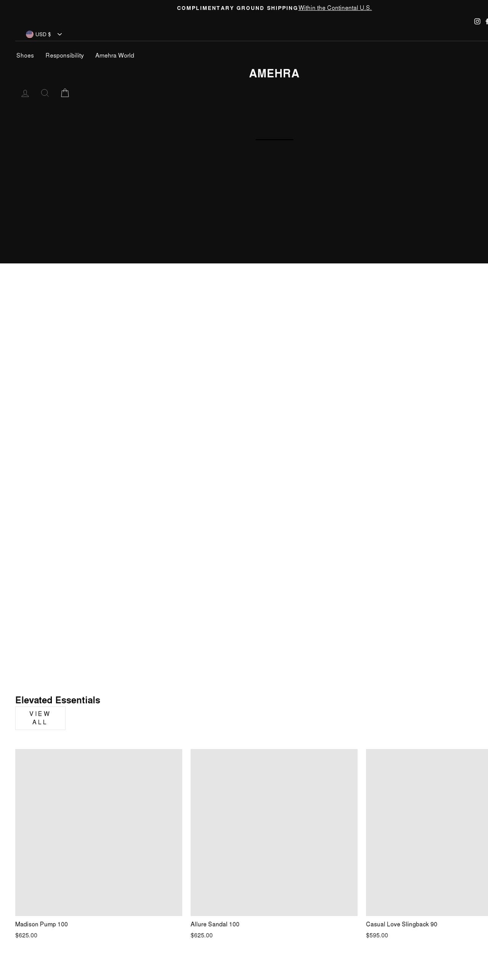 amehra.com shopify website screenshot