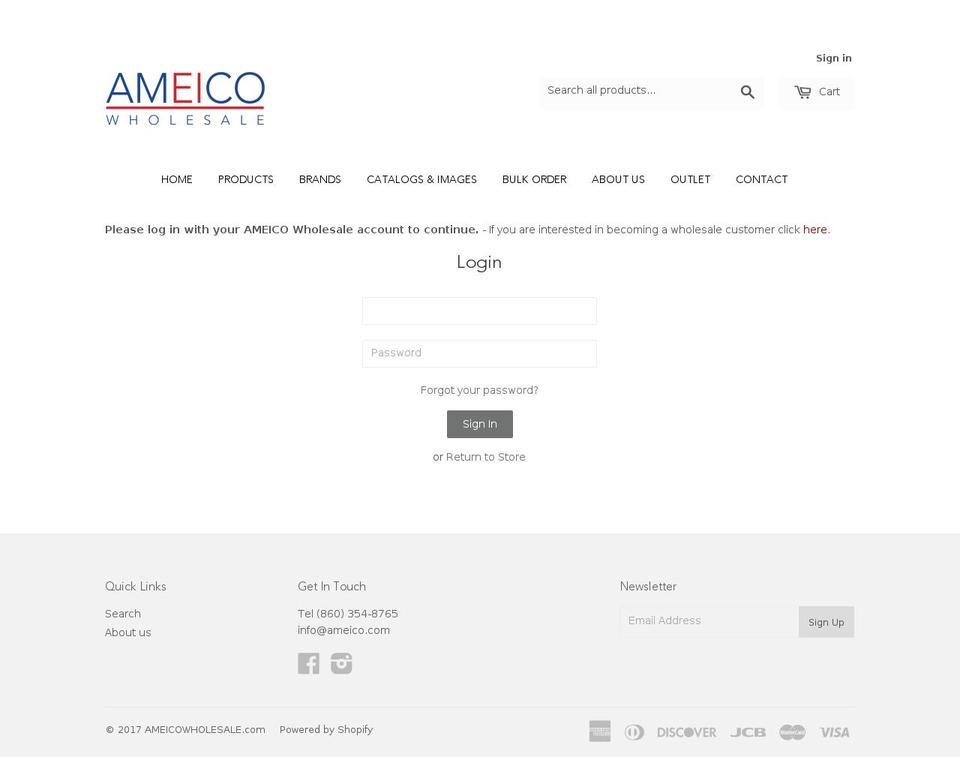 ameicowholesale.com shopify website screenshot