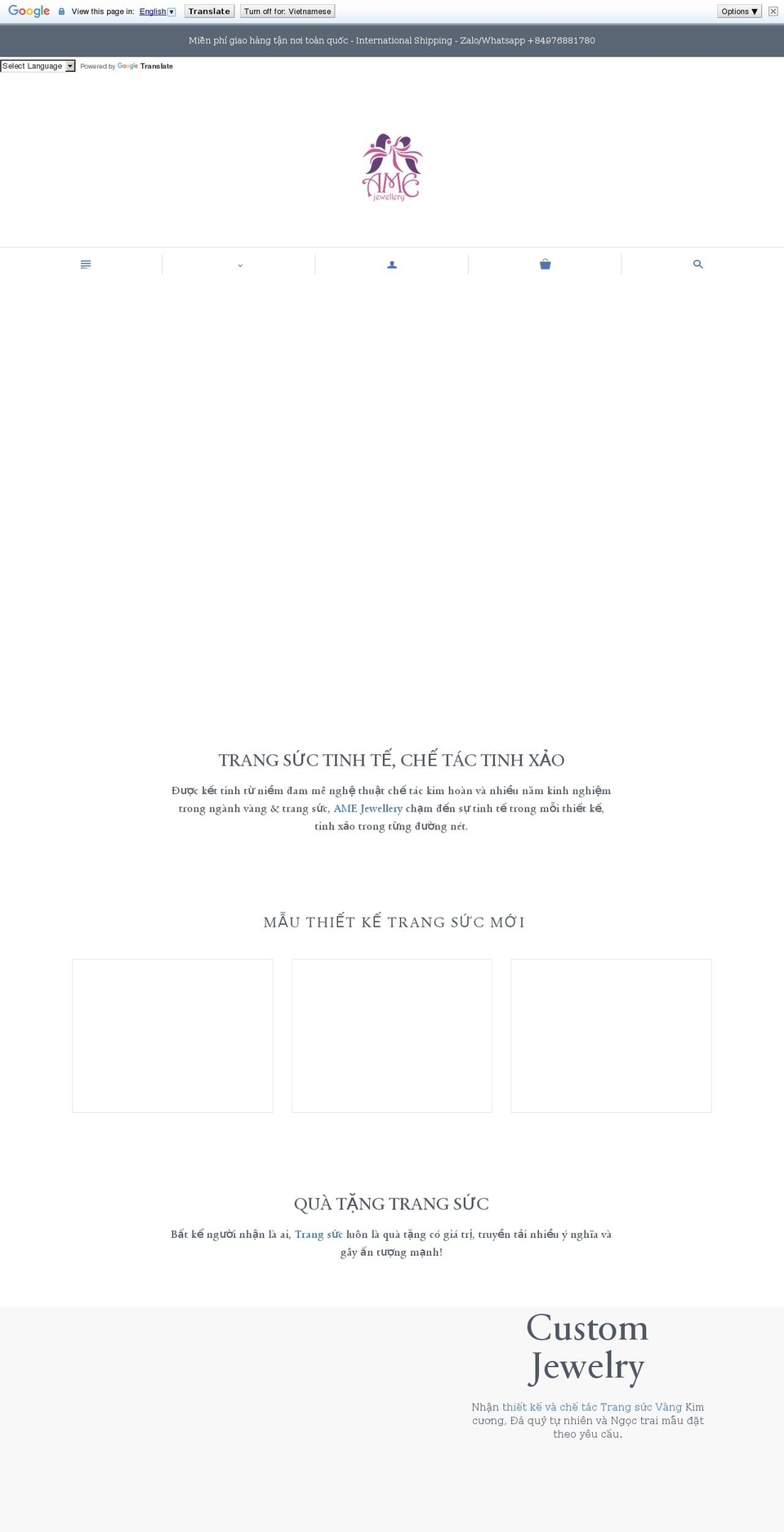 amejewellery.com shopify website screenshot