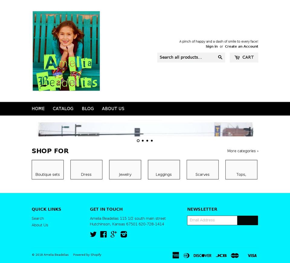 ameliabeadelias.com shopify website screenshot