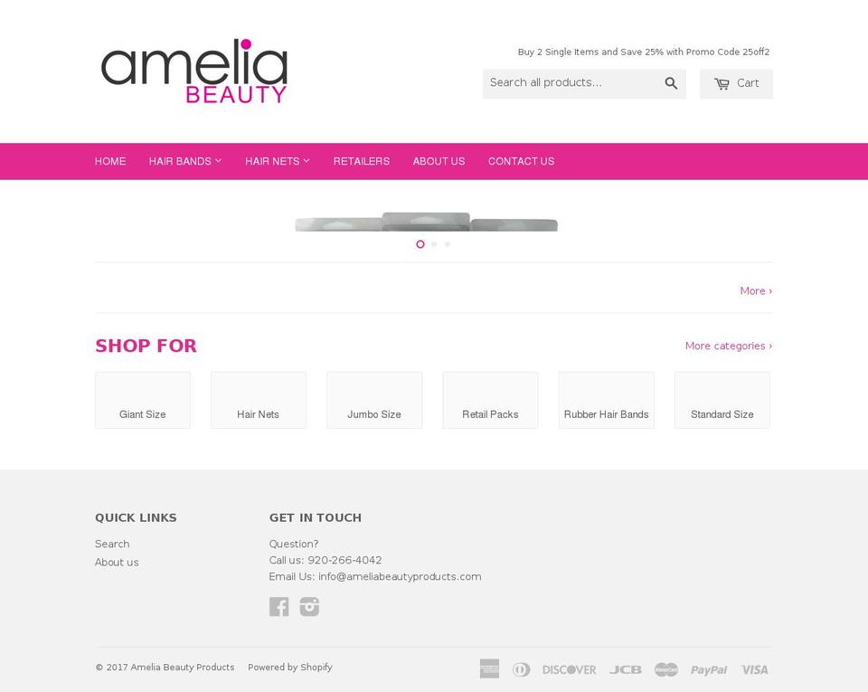 ameliabeautyproducts.com shopify website screenshot