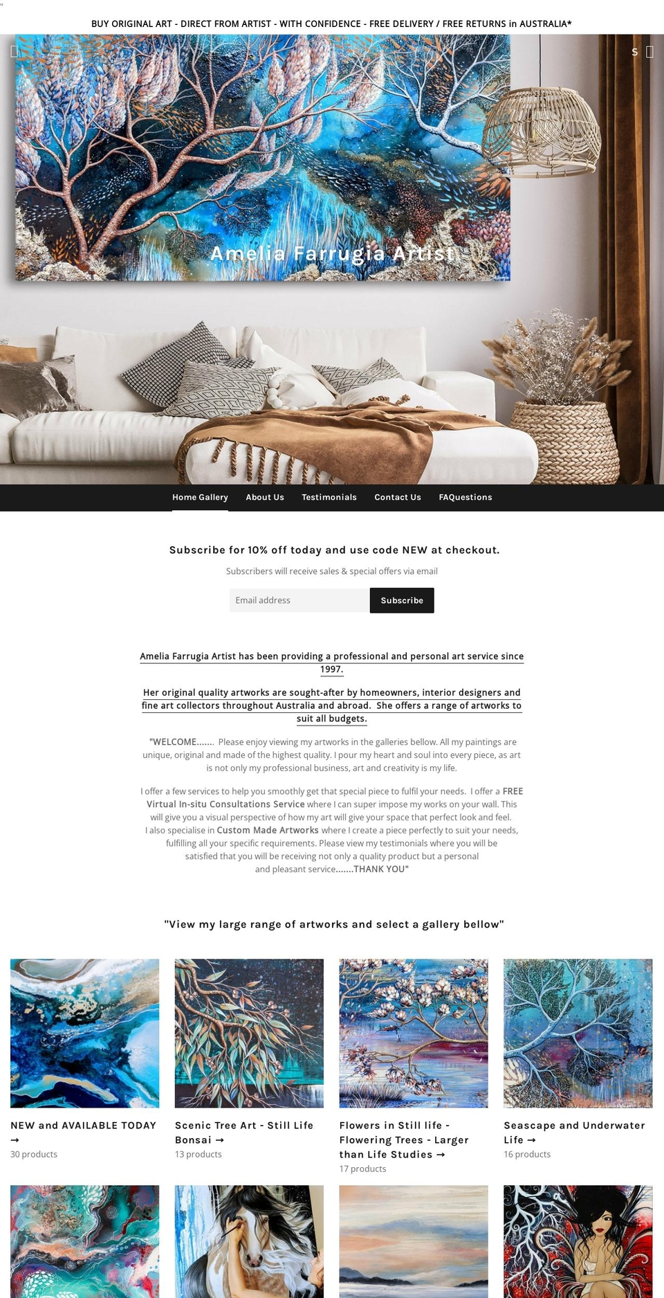 ameliafarrugiaartist.com shopify website screenshot