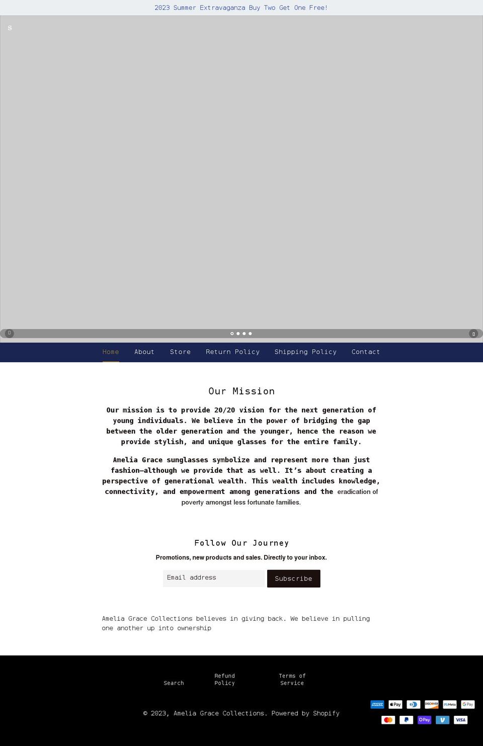 ameliagracecollections.com shopify website screenshot