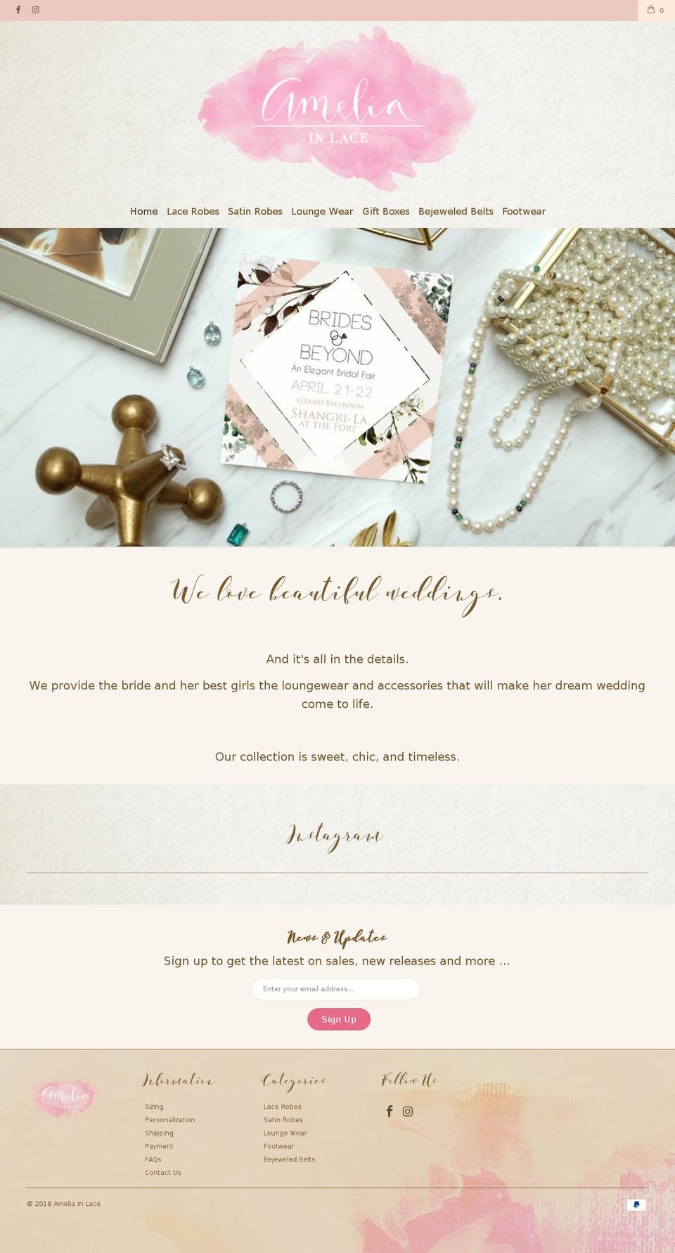 ameliainlace.com shopify website screenshot