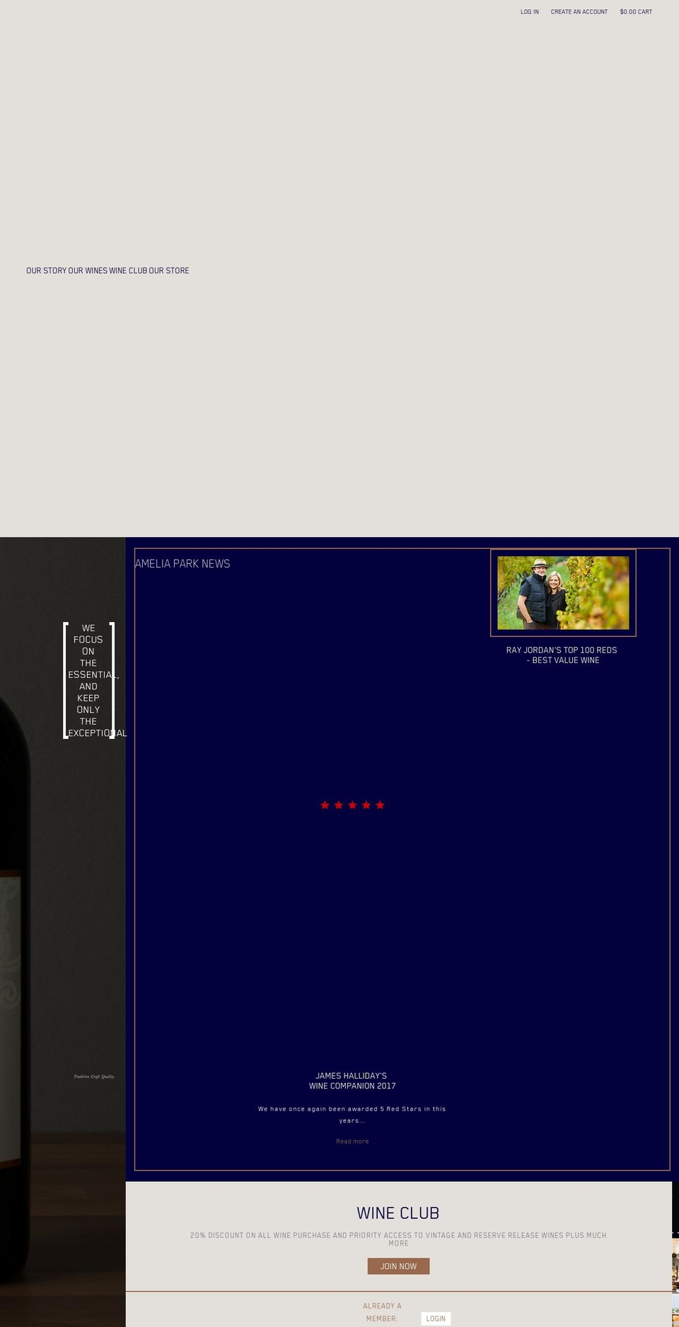 ameliaparkwines.com shopify website screenshot