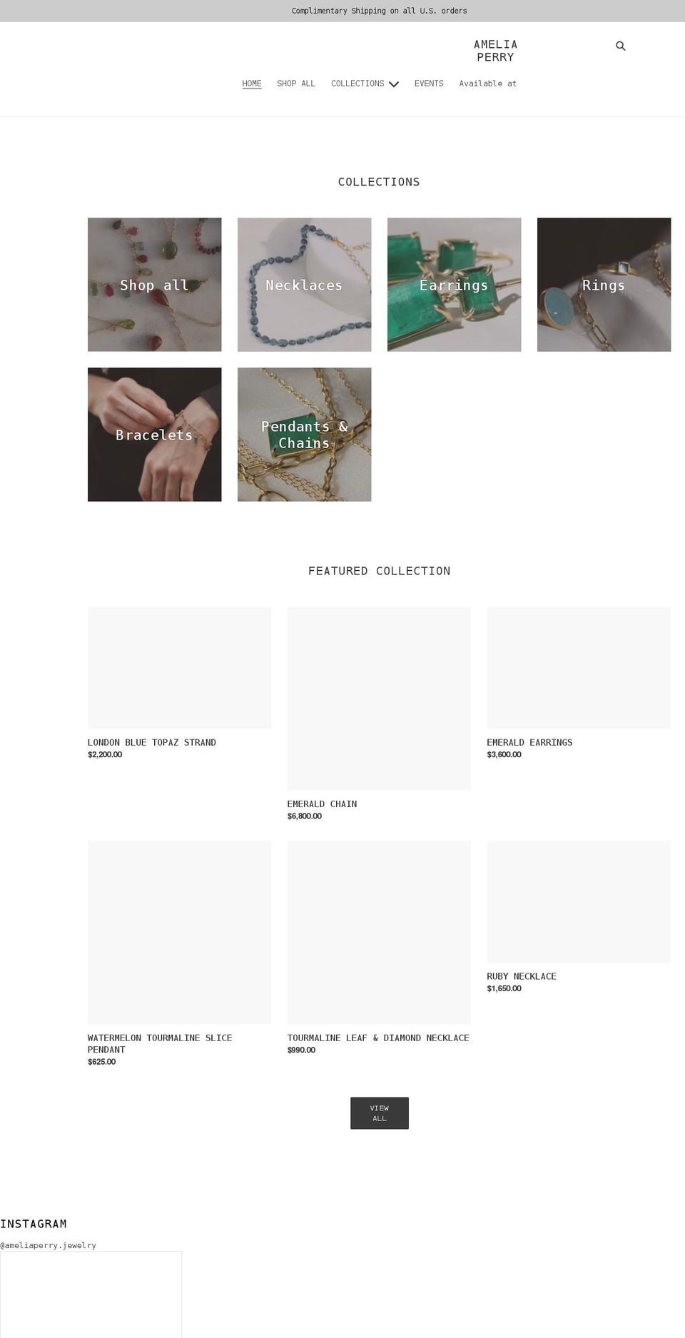 ameliaperryjewelry.com shopify website screenshot