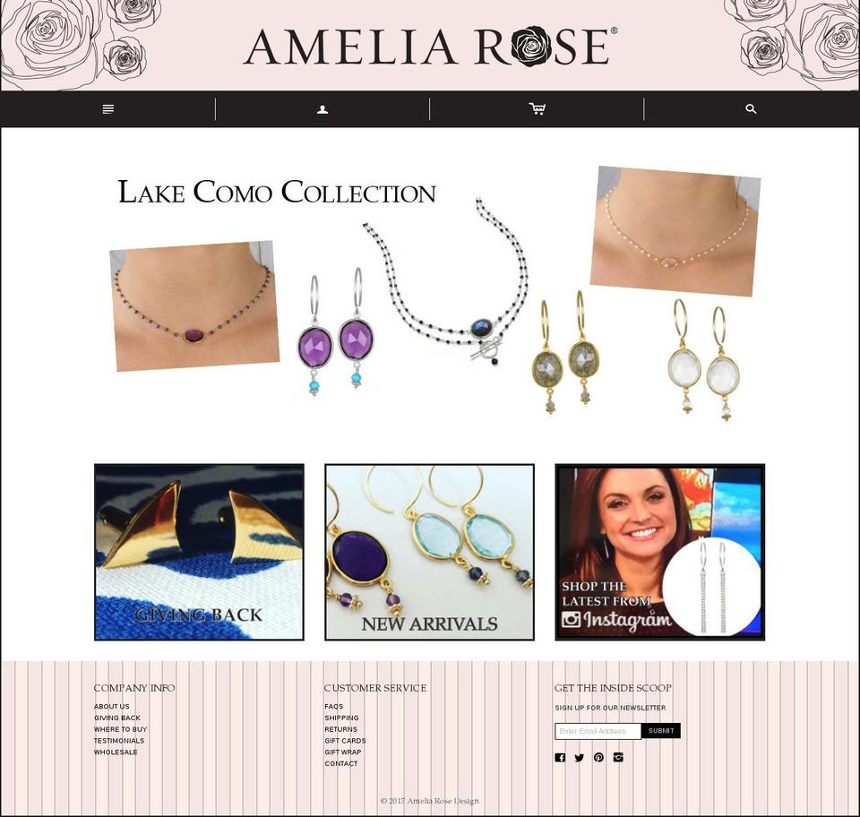 ameliarosejewelry.com shopify website screenshot