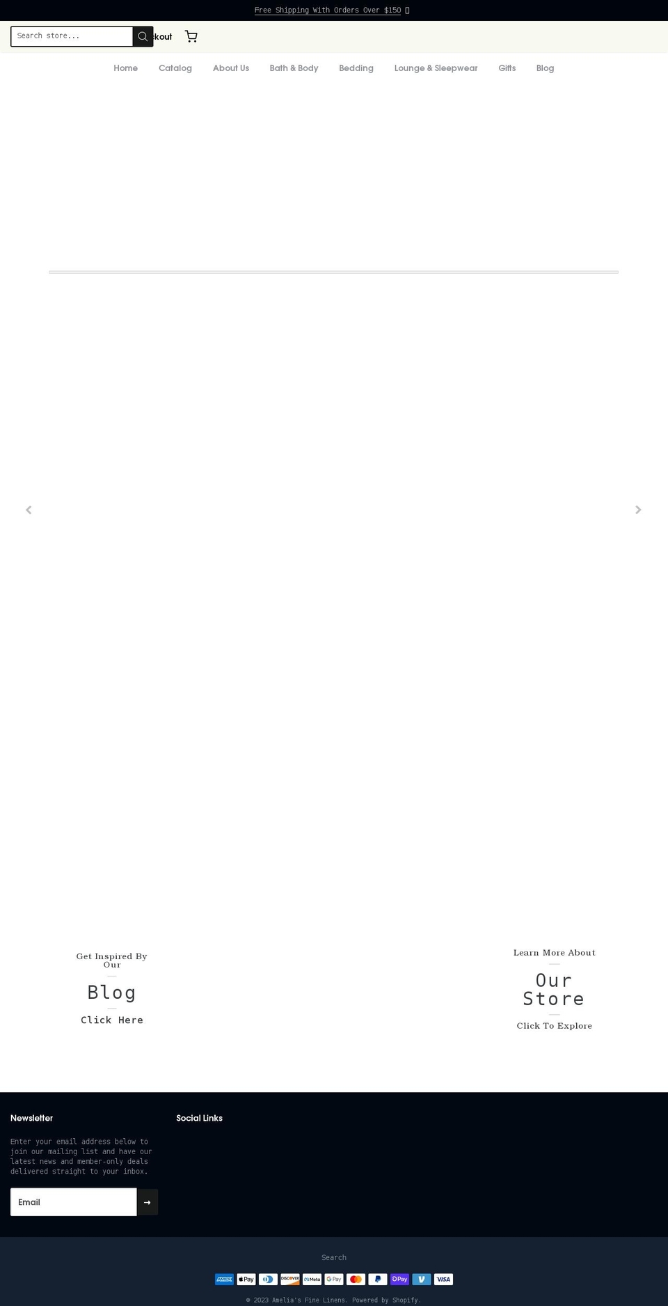ameliaslinens.com shopify website screenshot
