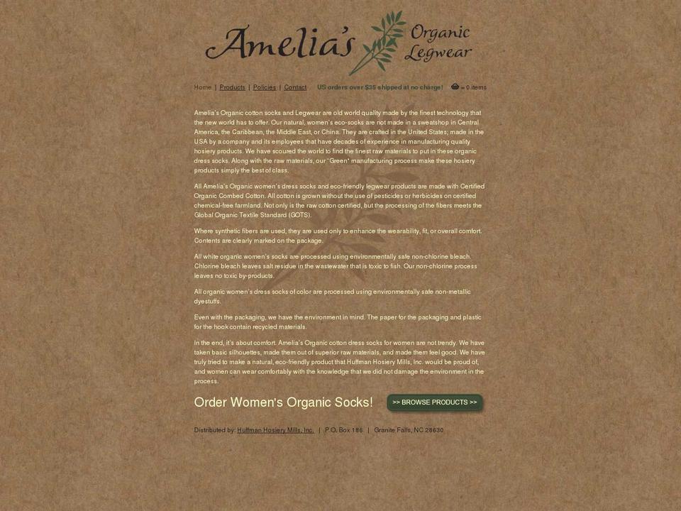 ameliasorganic.com shopify website screenshot