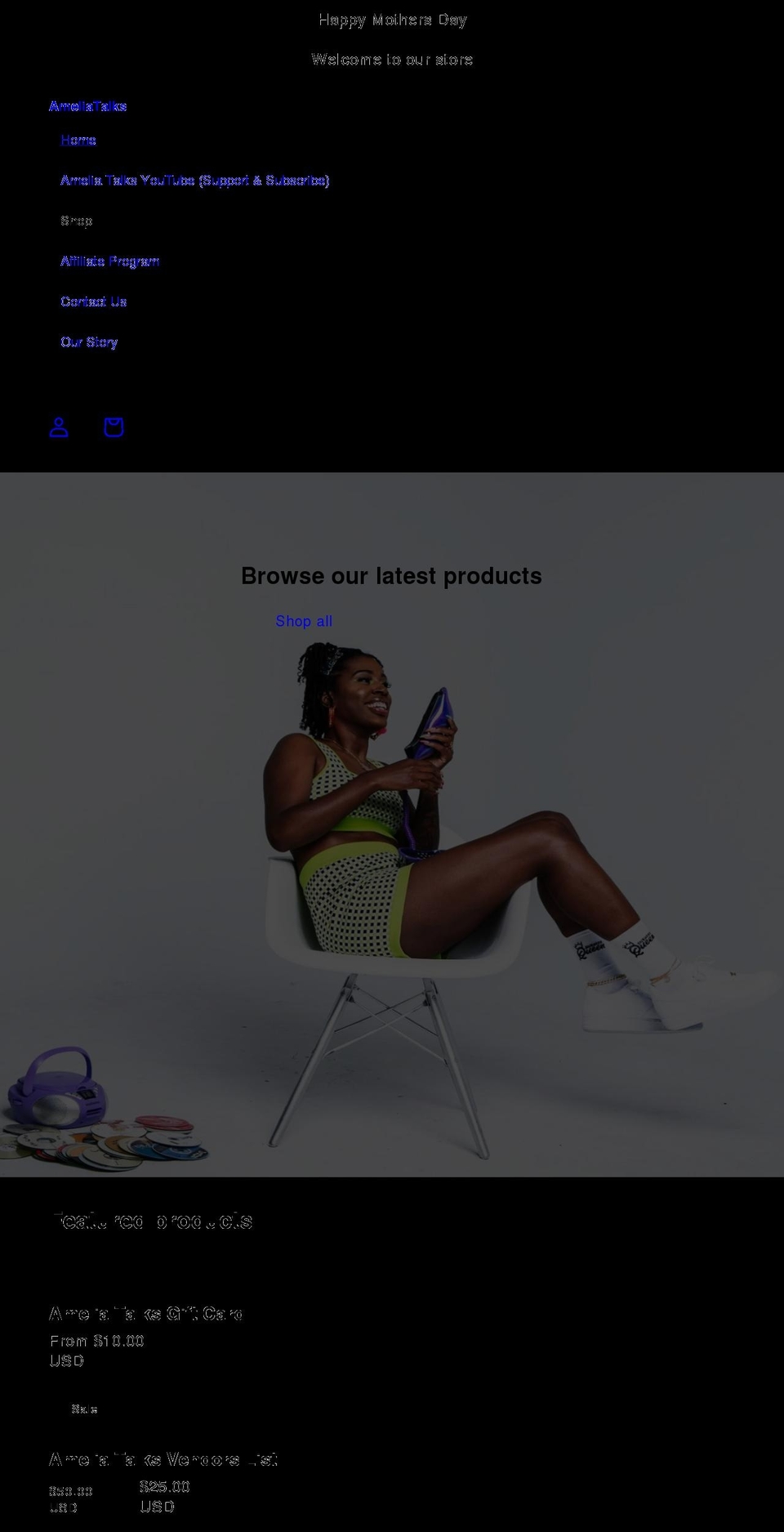 ameliatalks.shop shopify website screenshot
