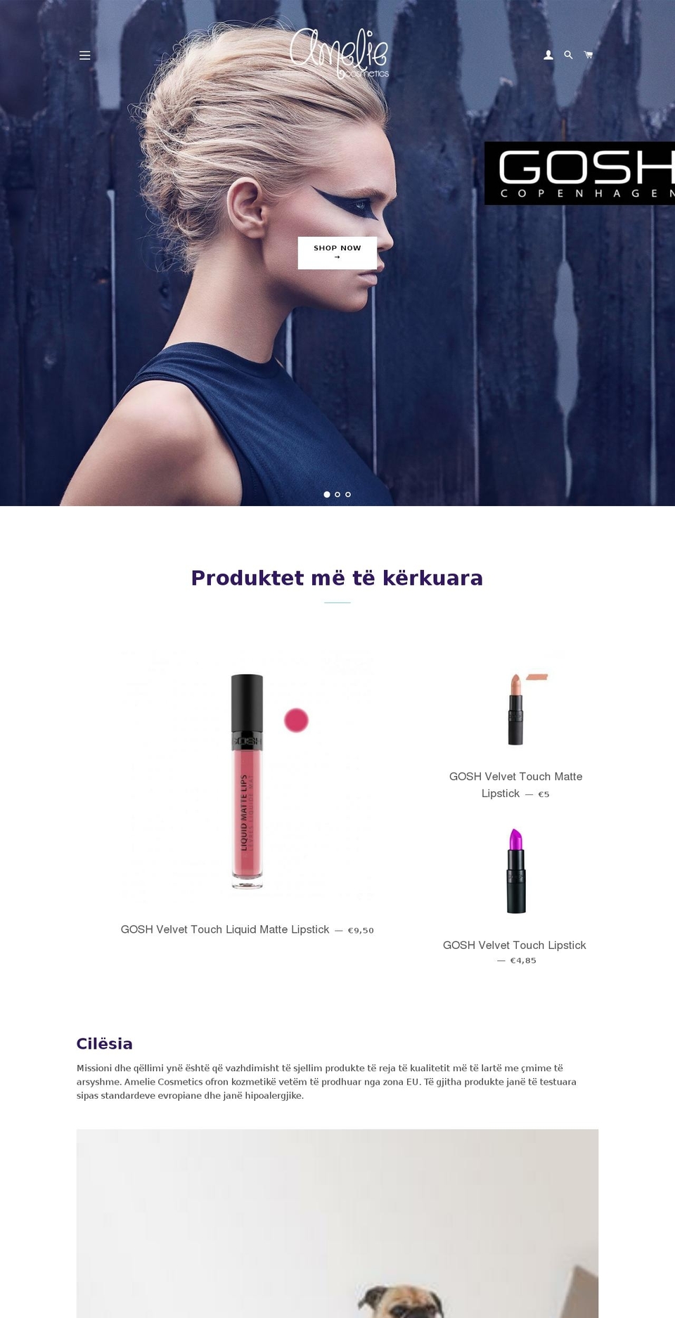 amelie-cosmetics.com — Shopify storefront screenshot