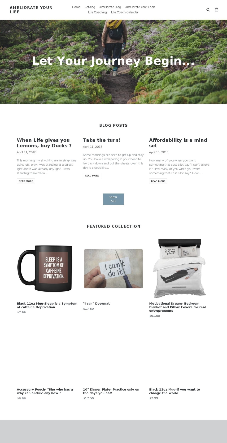 ameliorateyourlife.com — Shopify storefront screenshot
