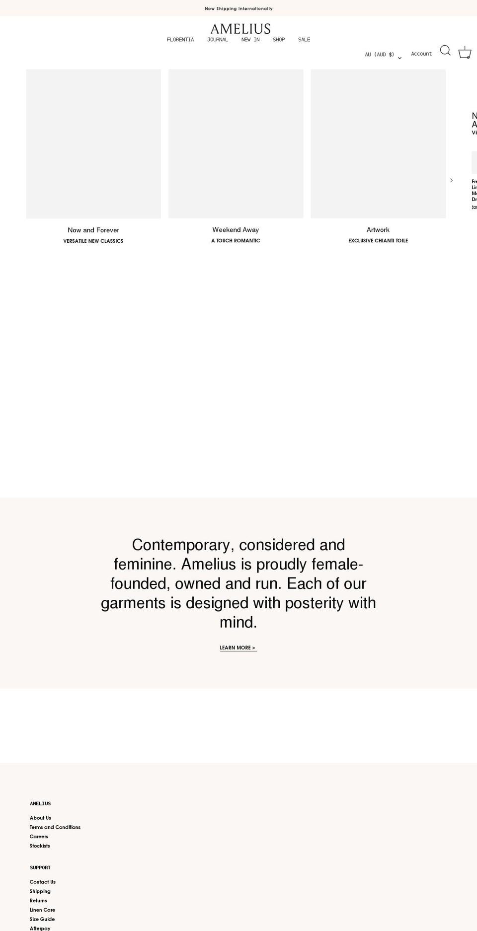 WARM WEEKENDS Shopify theme site example amelius.com.au