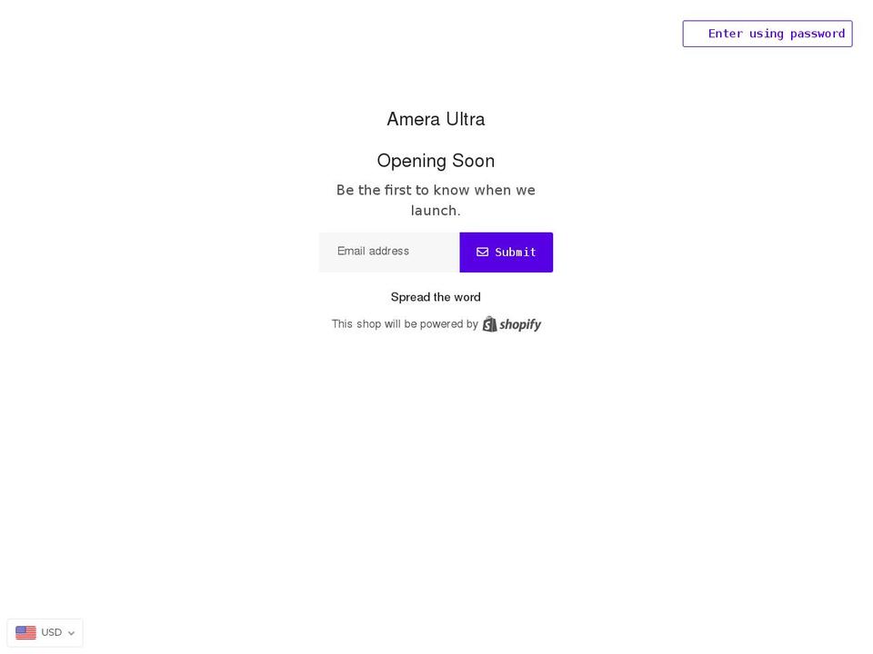 ameraultra.com shopify website screenshot