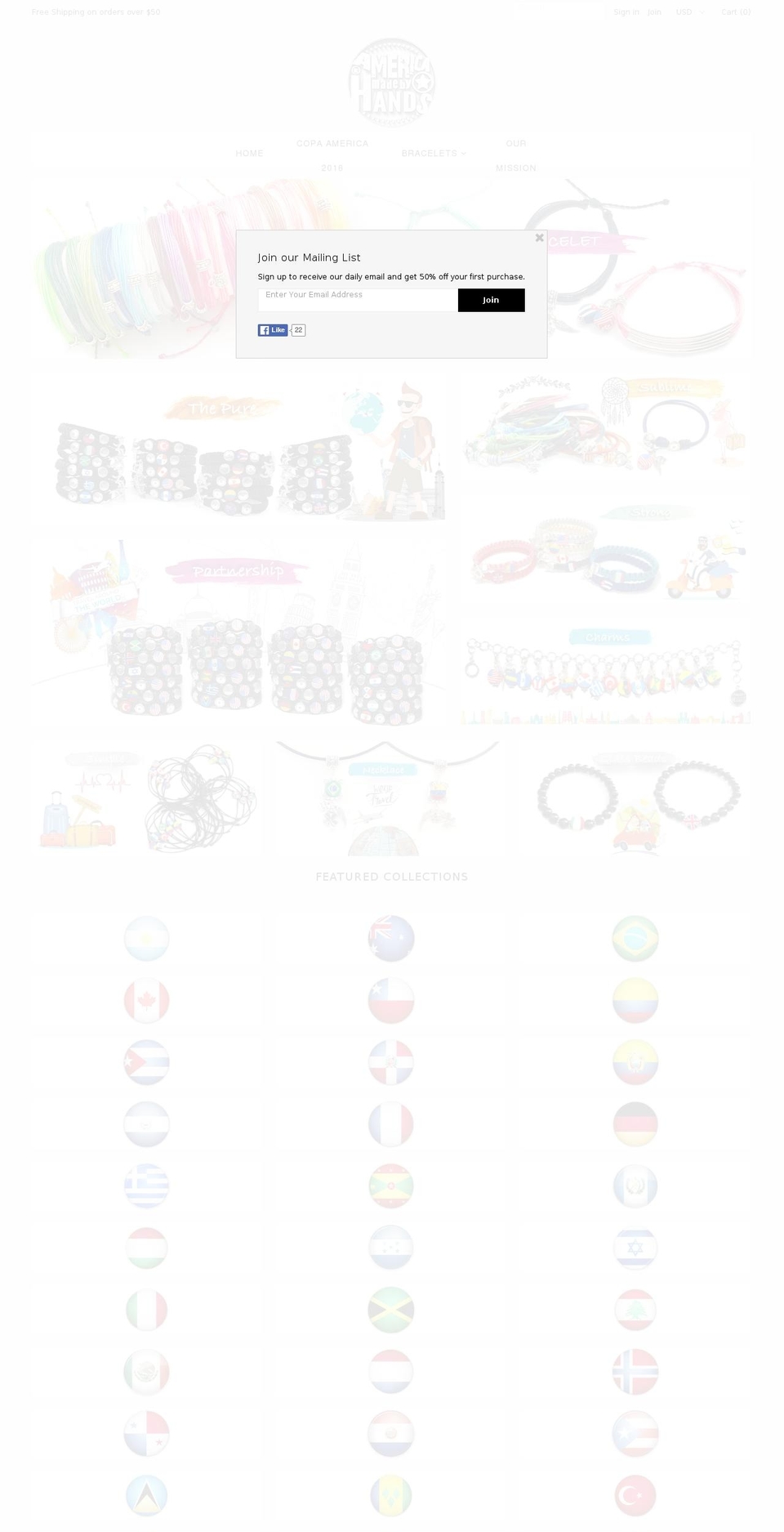 americamadebyhands.com shopify website screenshot