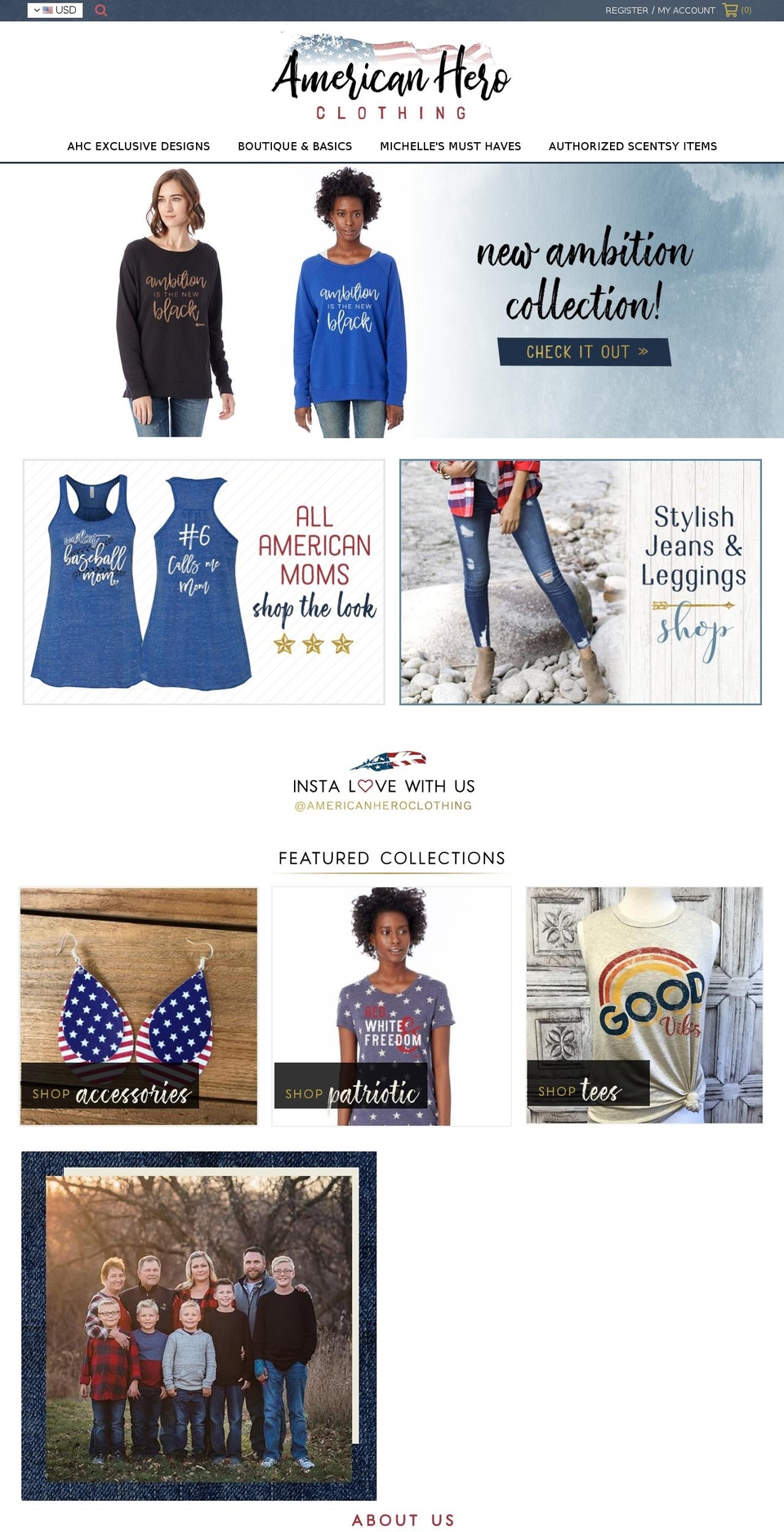 AHC-CUSTOM-THEME Shopify theme site example american-hero-clothing.net