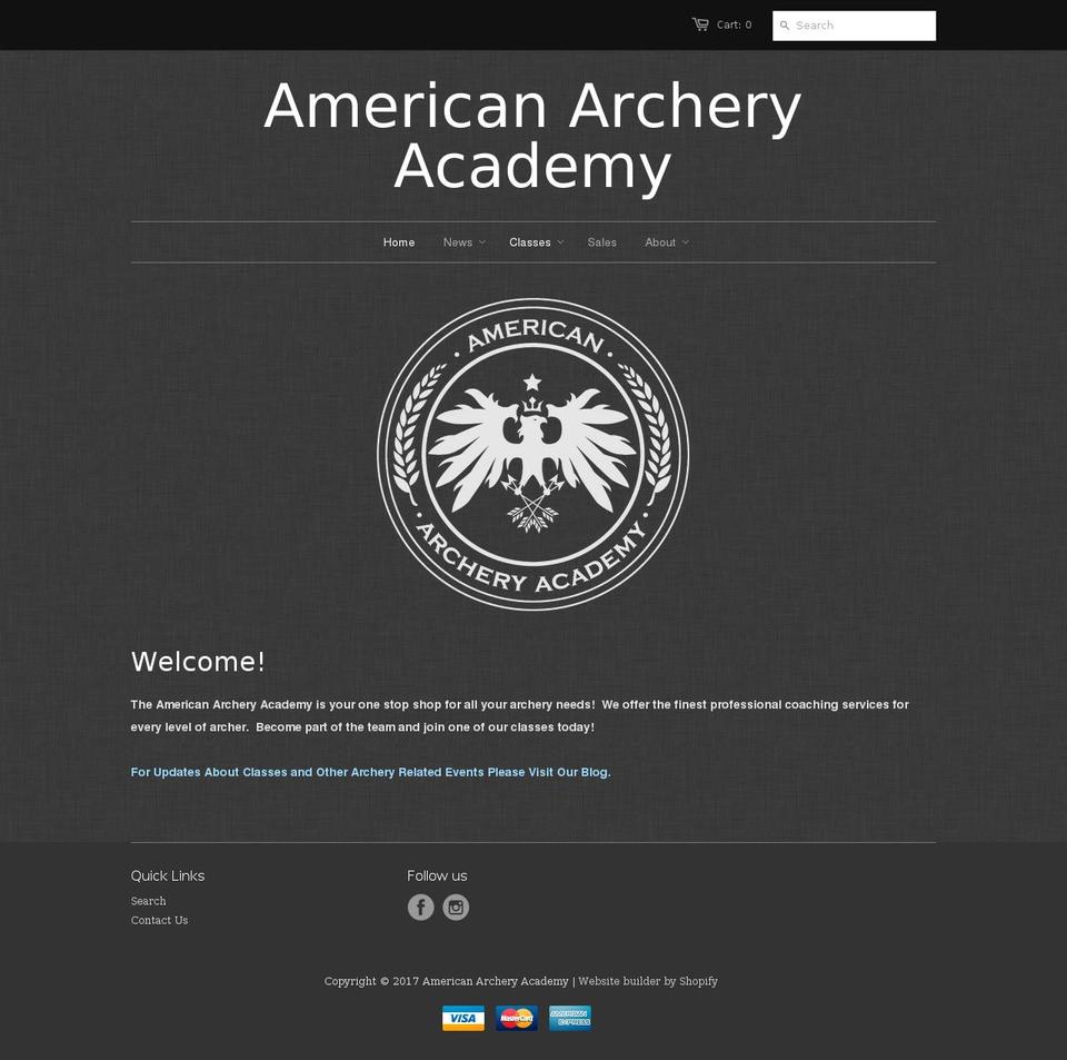 americanarcheryacademy.com shopify website screenshot