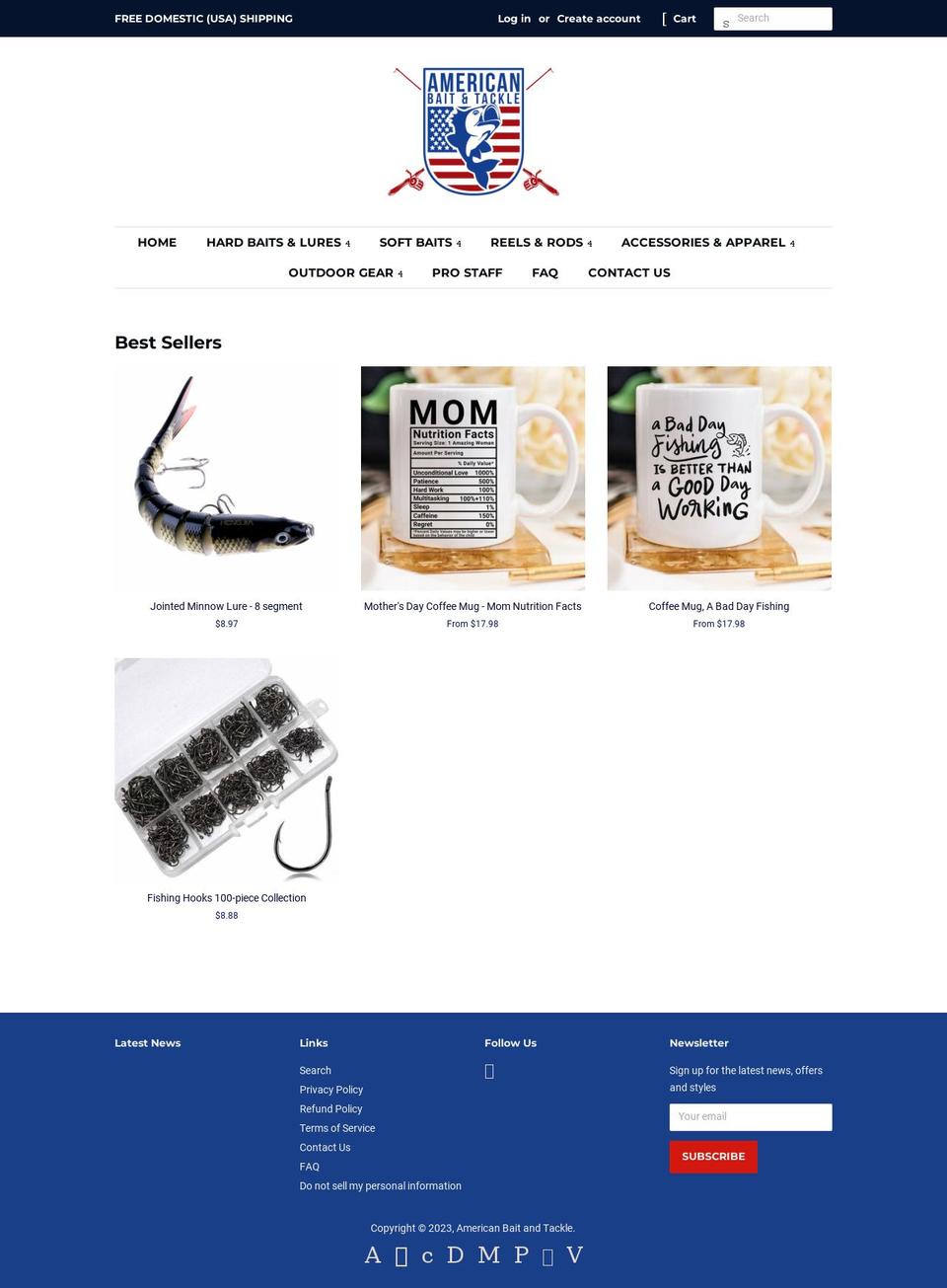 Backup Shopify theme site example americanbaitandtackle.com