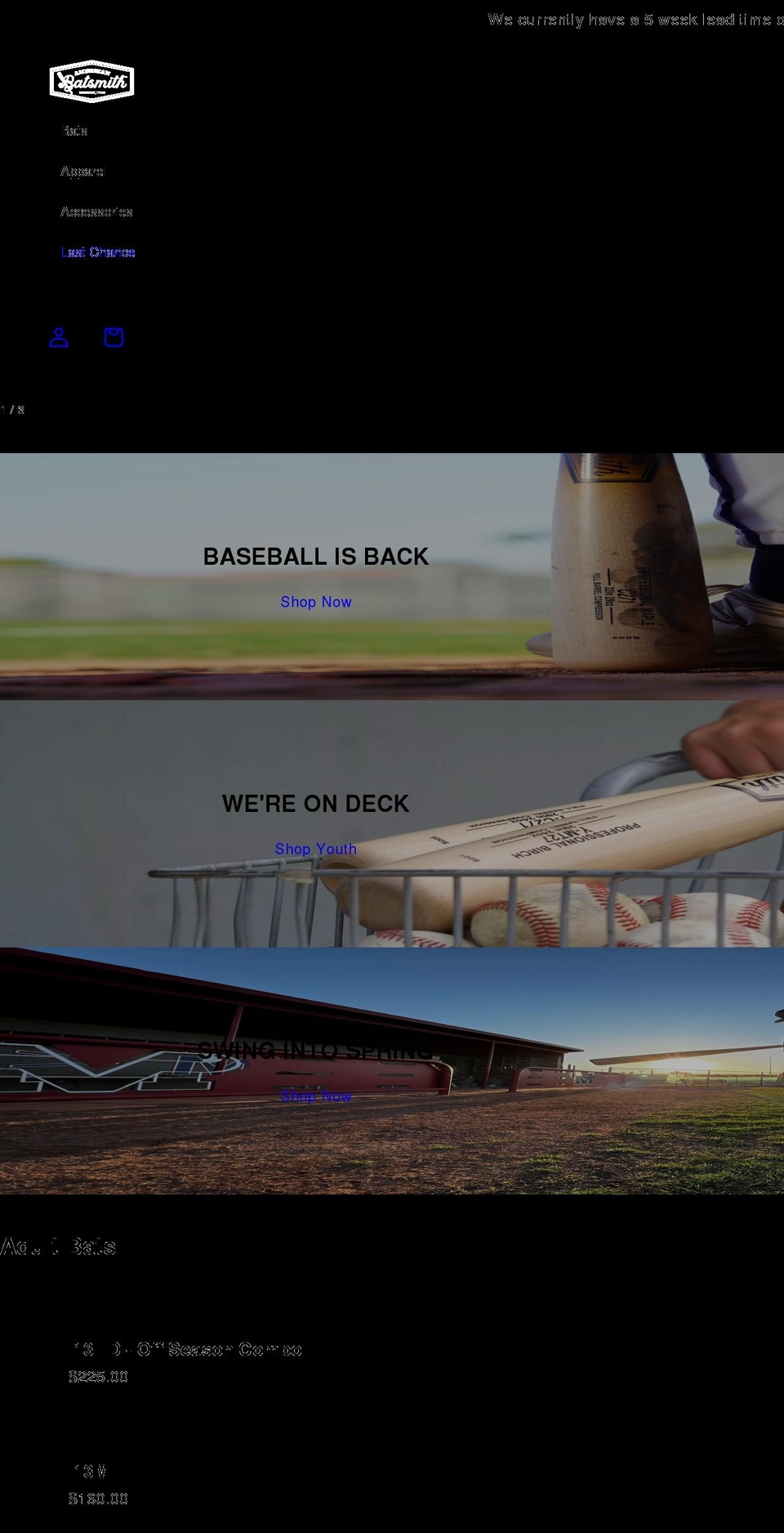 americanbatsmith.com shopify website screenshot