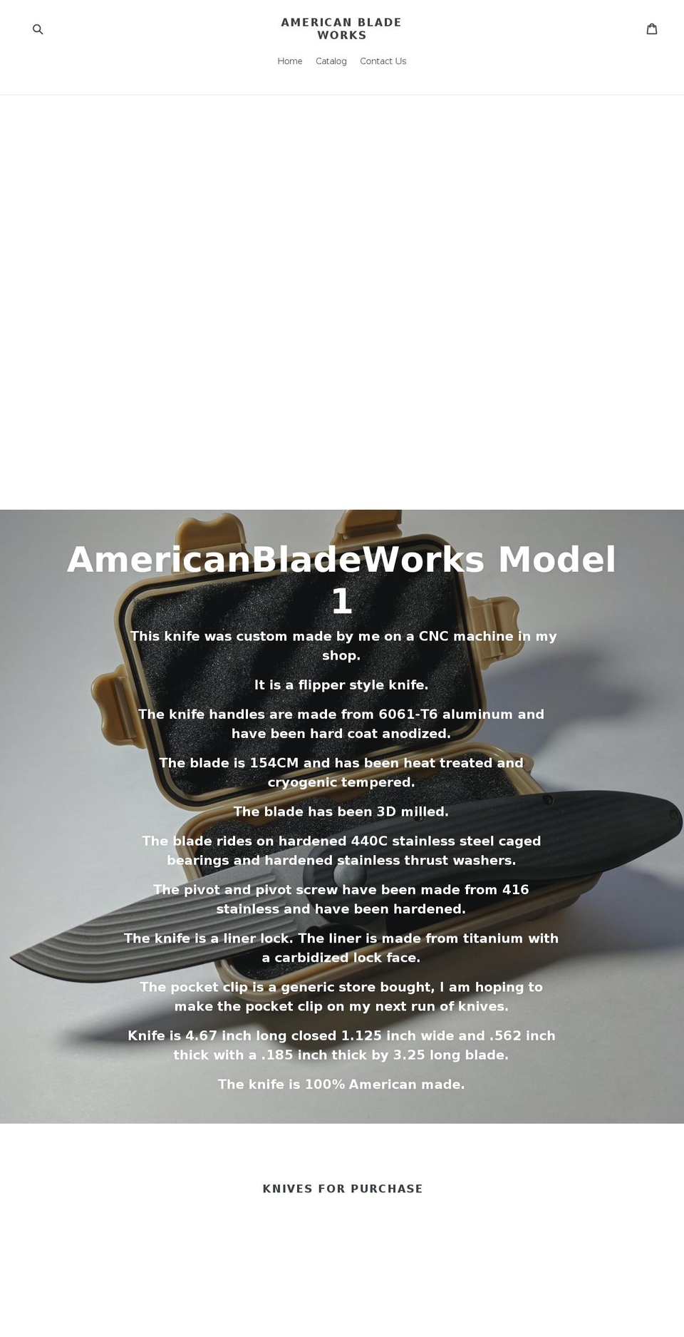 americanbladeworks.com shopify website screenshot