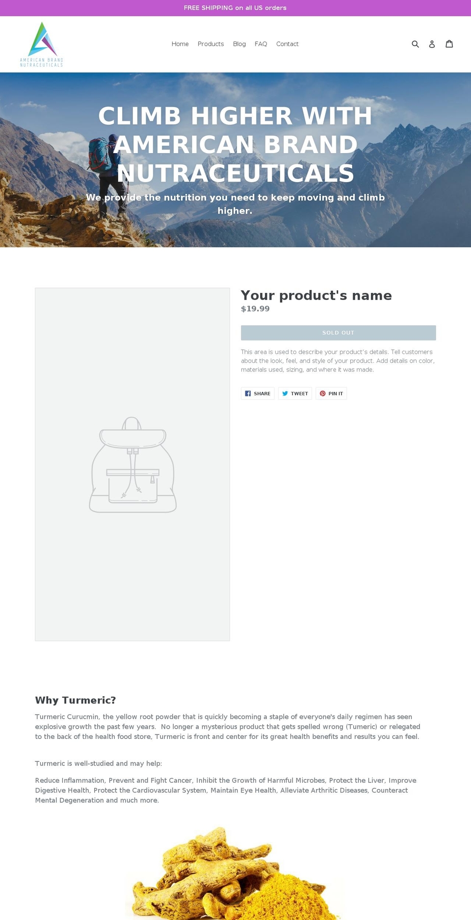 americanbrandnutra.com — Shopify storefront screenshot