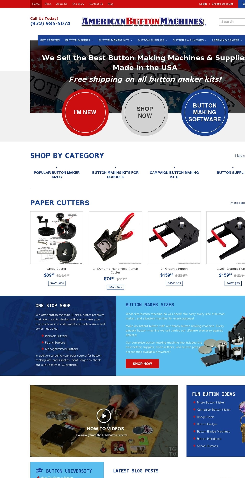 americanbuttonmachines.biz shopify website screenshot