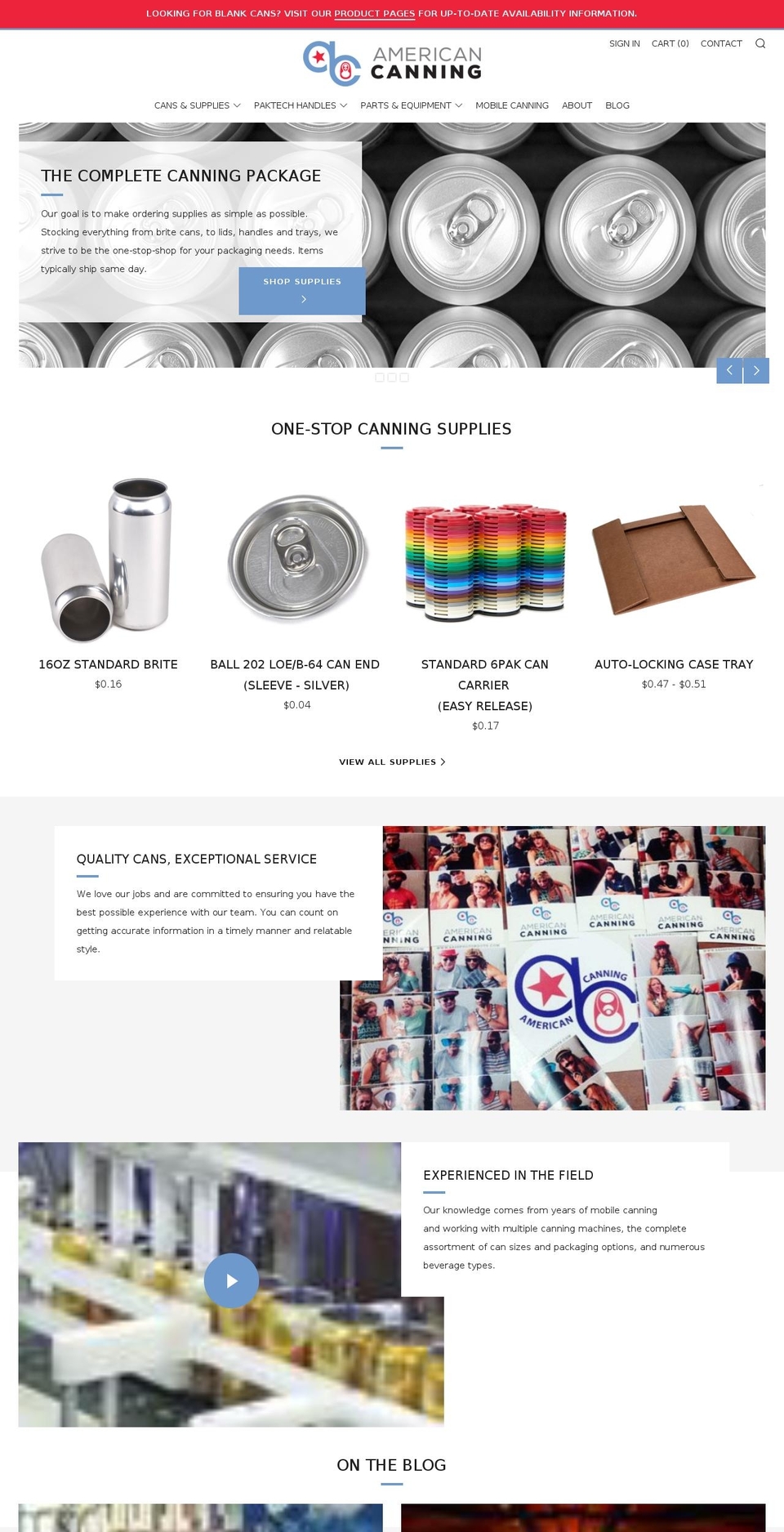 americancanning.com shopify website screenshot