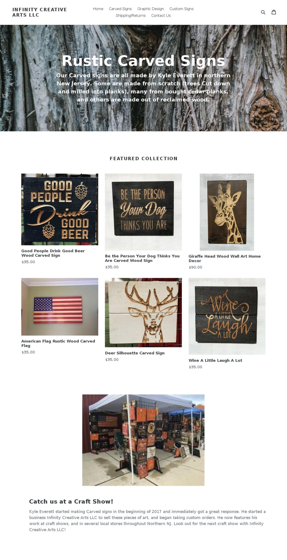 americancarvedsigns.com — Shopify storefront screenshot