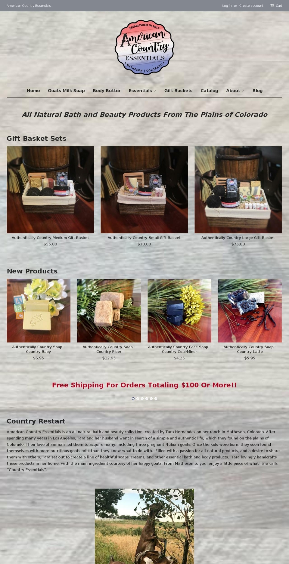 americancountryessentials.com — Shopify storefront screenshot