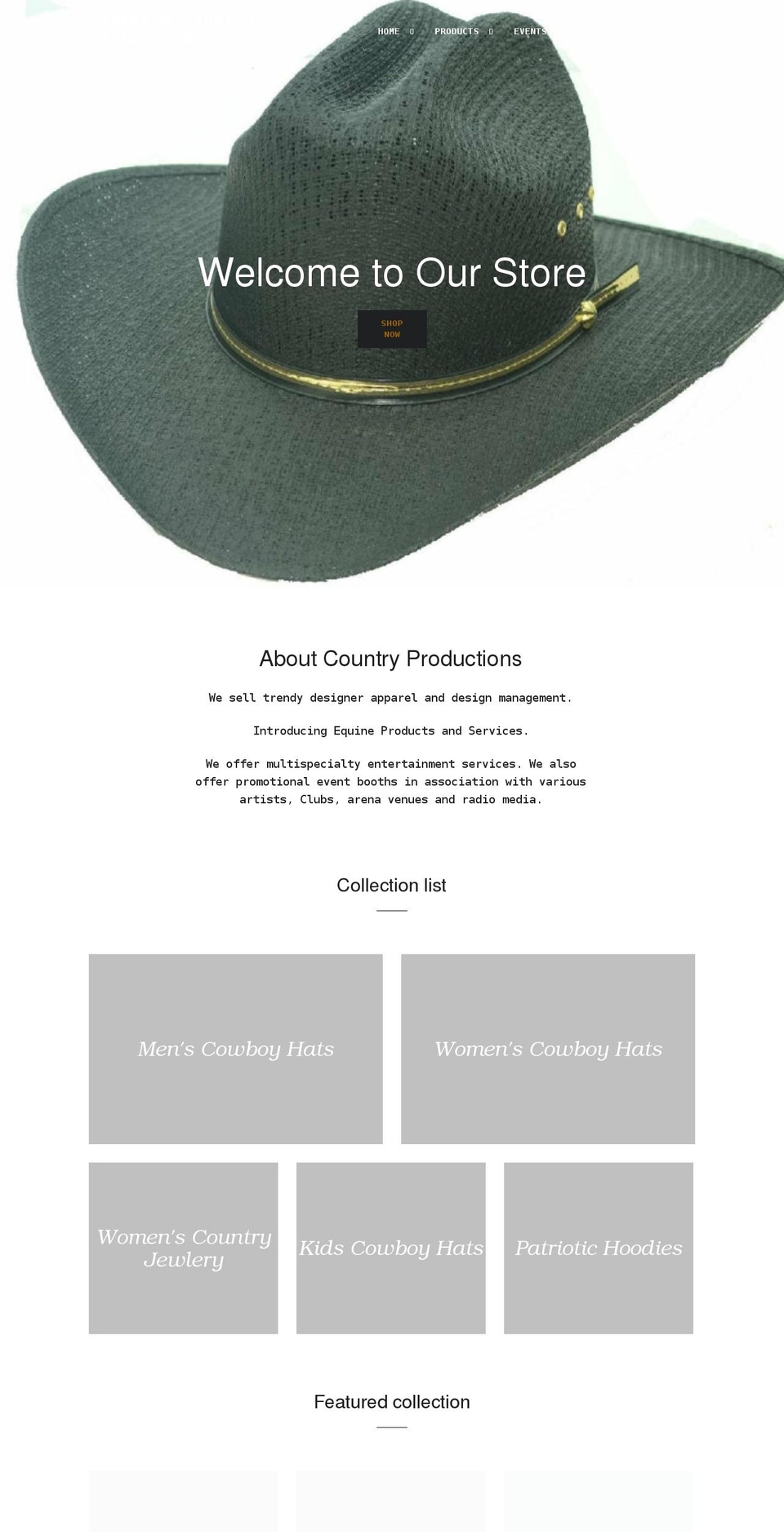 americancountryproductions.com shopify website screenshot