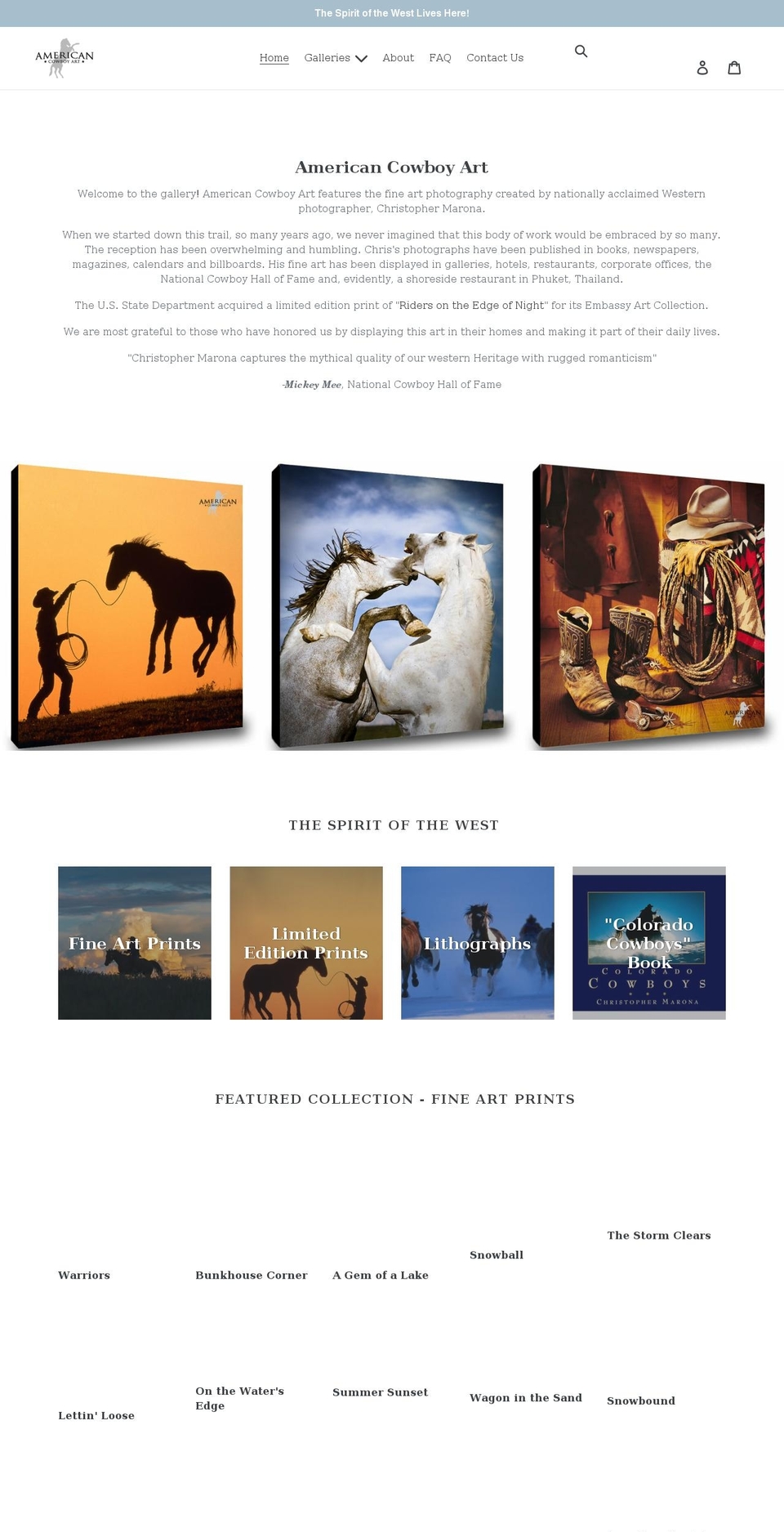 americancowboyart.com shopify website screenshot