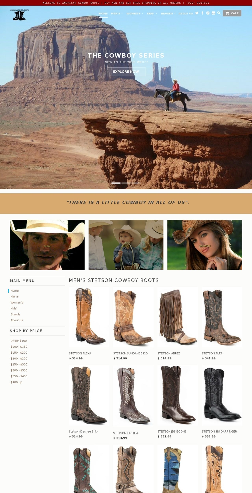 americancowboyboots.com shopify website screenshot