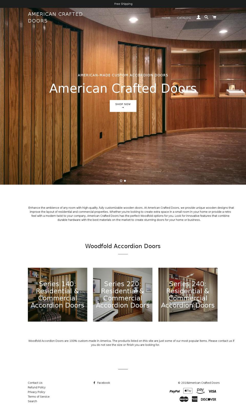 americancrafteddoors.com — Shopify storefront screenshot