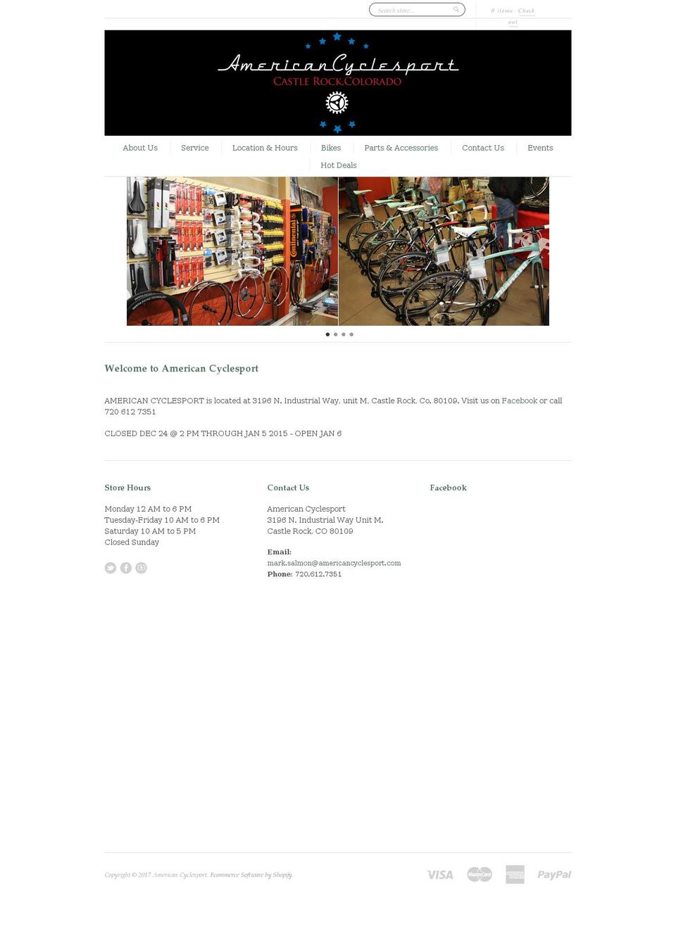 americancyclesport.com shopify website screenshot
