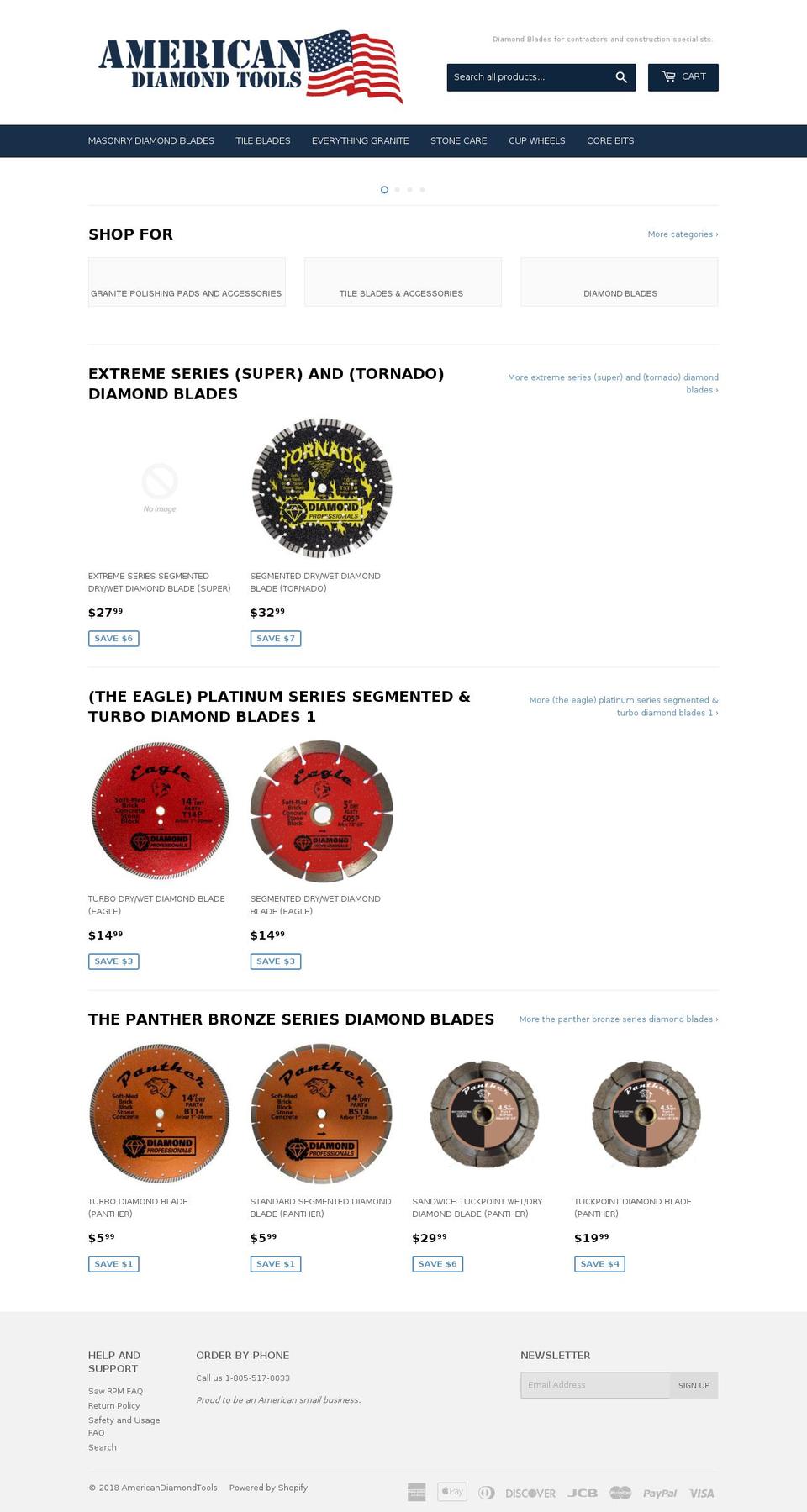 americandiamondtools.com — Shopify storefront screenshot